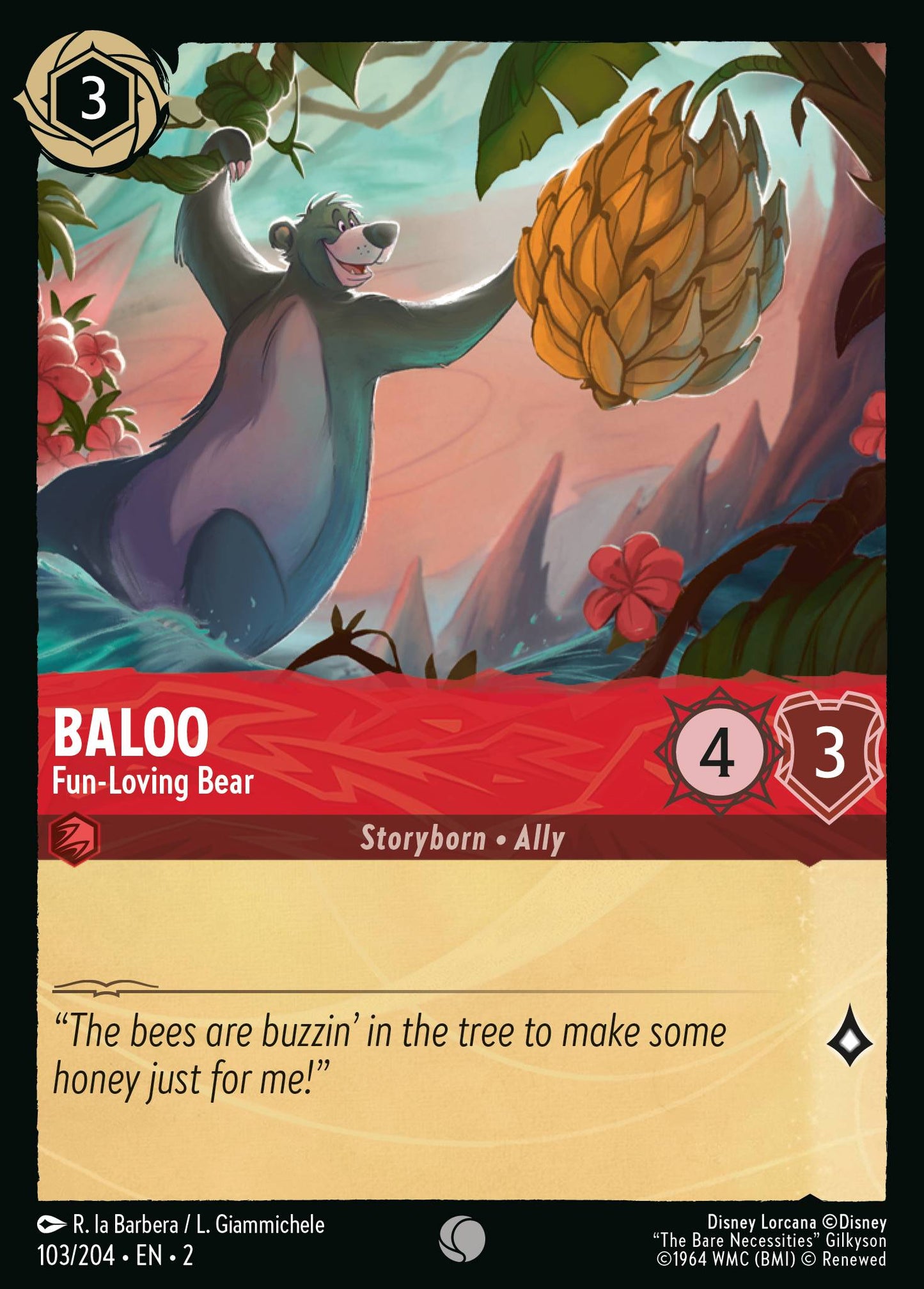 Baloo - Fun-Loving Bear - Common Normal Disney Lorcana card from Rise of the Floodborn