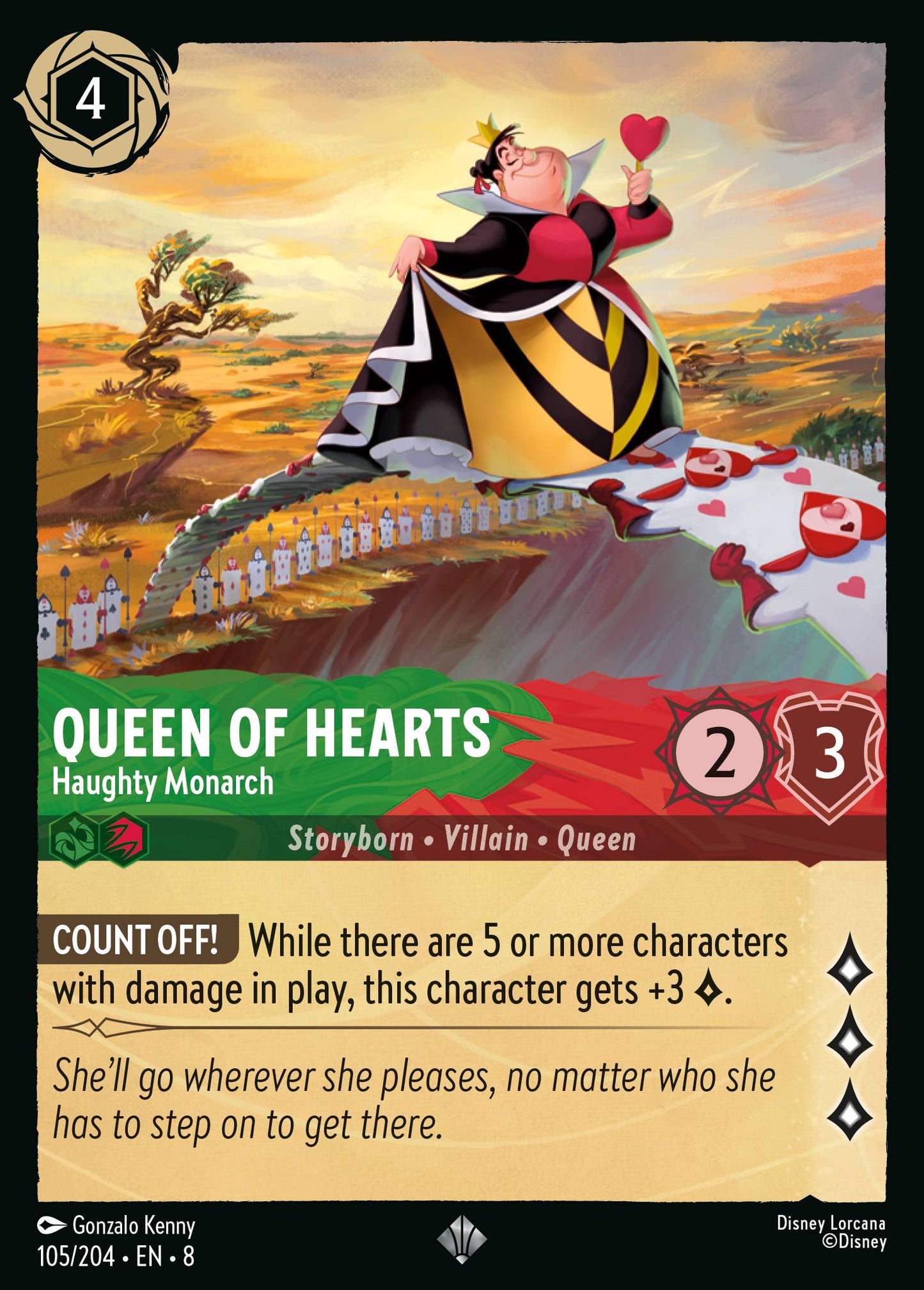 Queen of Hearts - Haughty Monarch - Super Rare Normal Disney Lorcana card from The Reign of Jafar