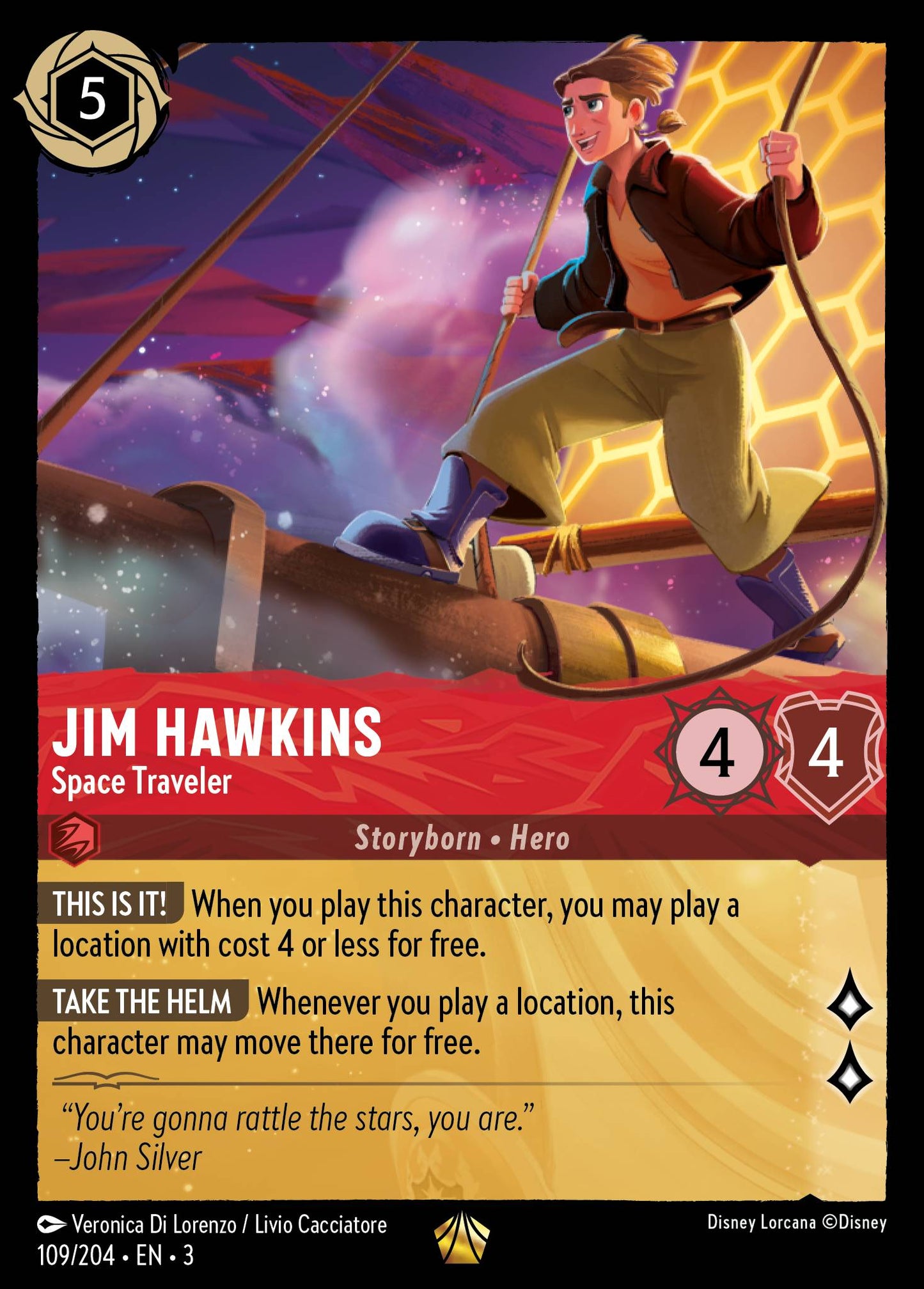 Jim Hawkins - Space Traveler - Legendary Normal Disney Lorcana card from Into the Inklands