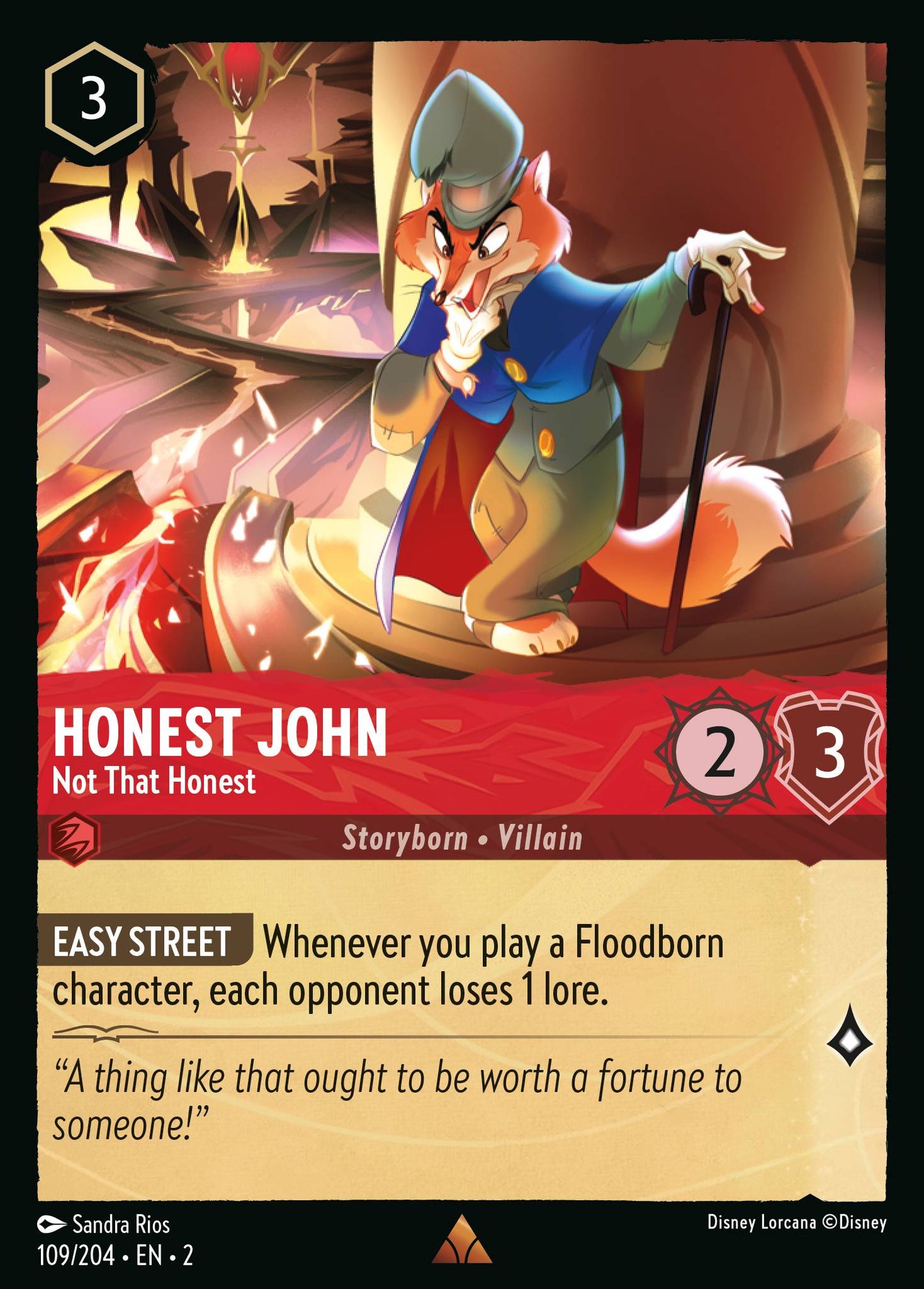 Honest John - Not That Honest - Rare Normal Disney Lorcana card from Rise of the Floodborn