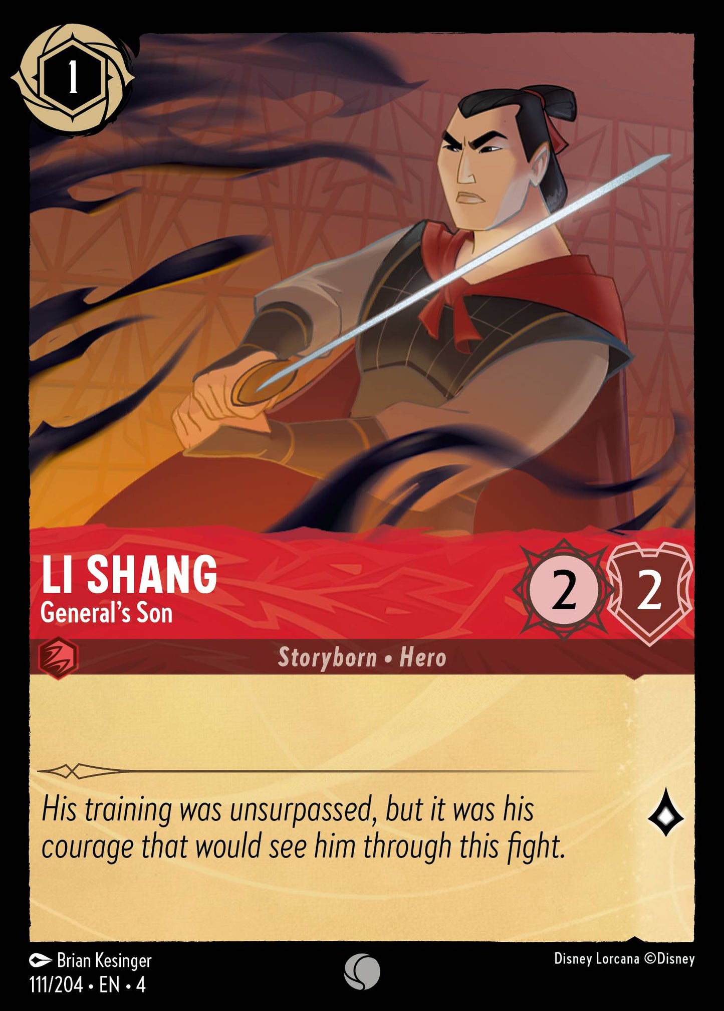 Li Shang - General's Son - Common Normal Disney Lorcana card from Ursula's Return