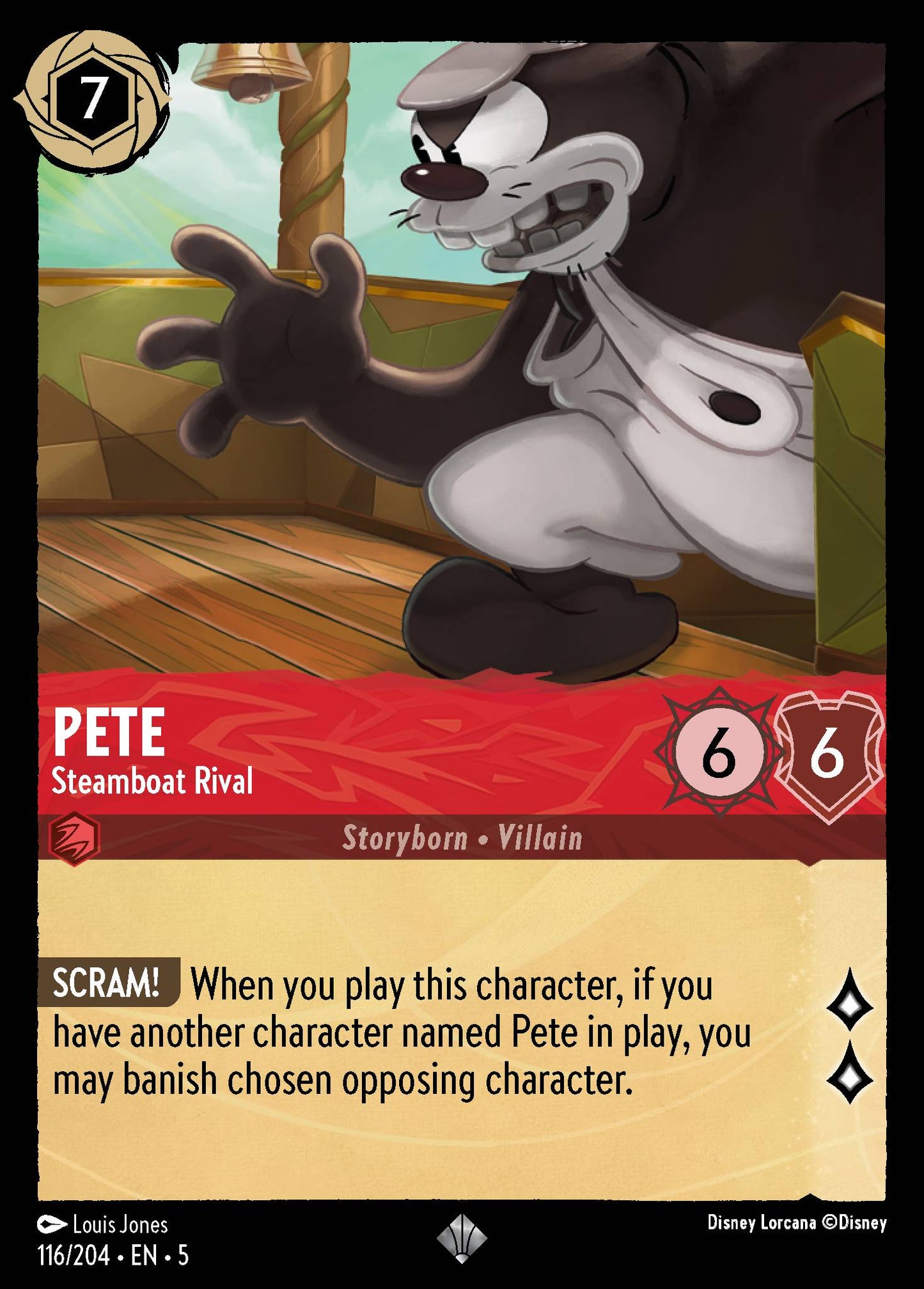 Pete - Steamboat Rival - Super Rare Normal Disney Lorcana card from Shimmering Skies