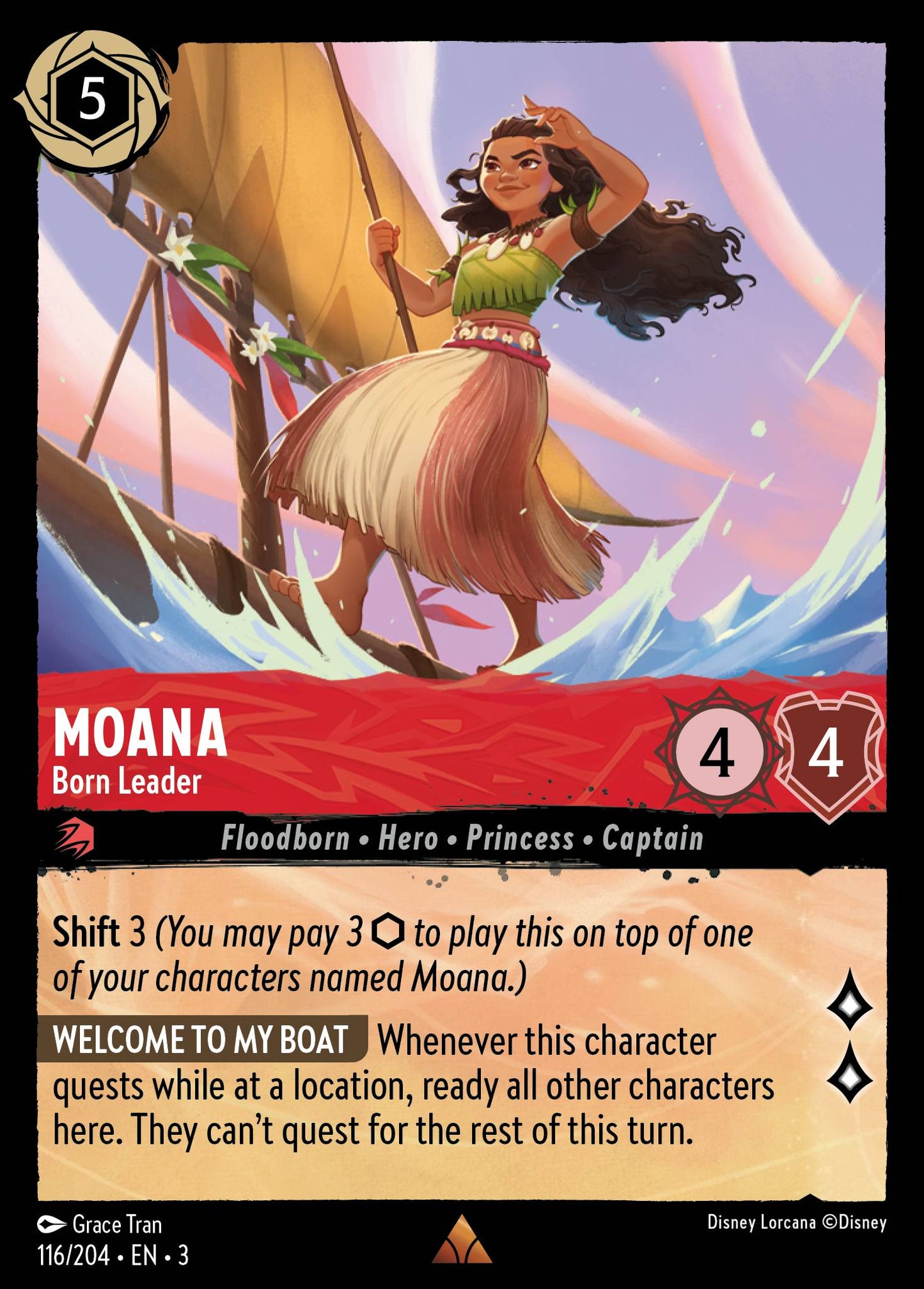 Moana - Born Leader - Rare Normal Disney Lorcana card from Into the Inklands
