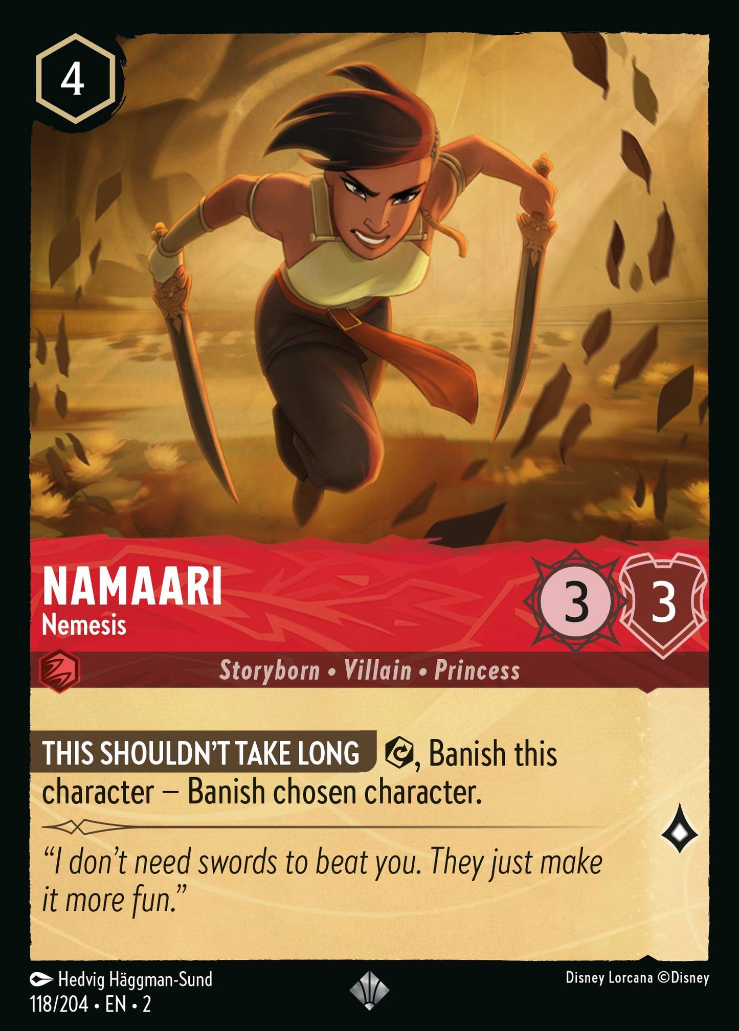 Namaari - Nemesis - Super Rare Normal Disney Lorcana card from Rise of the Floodborn