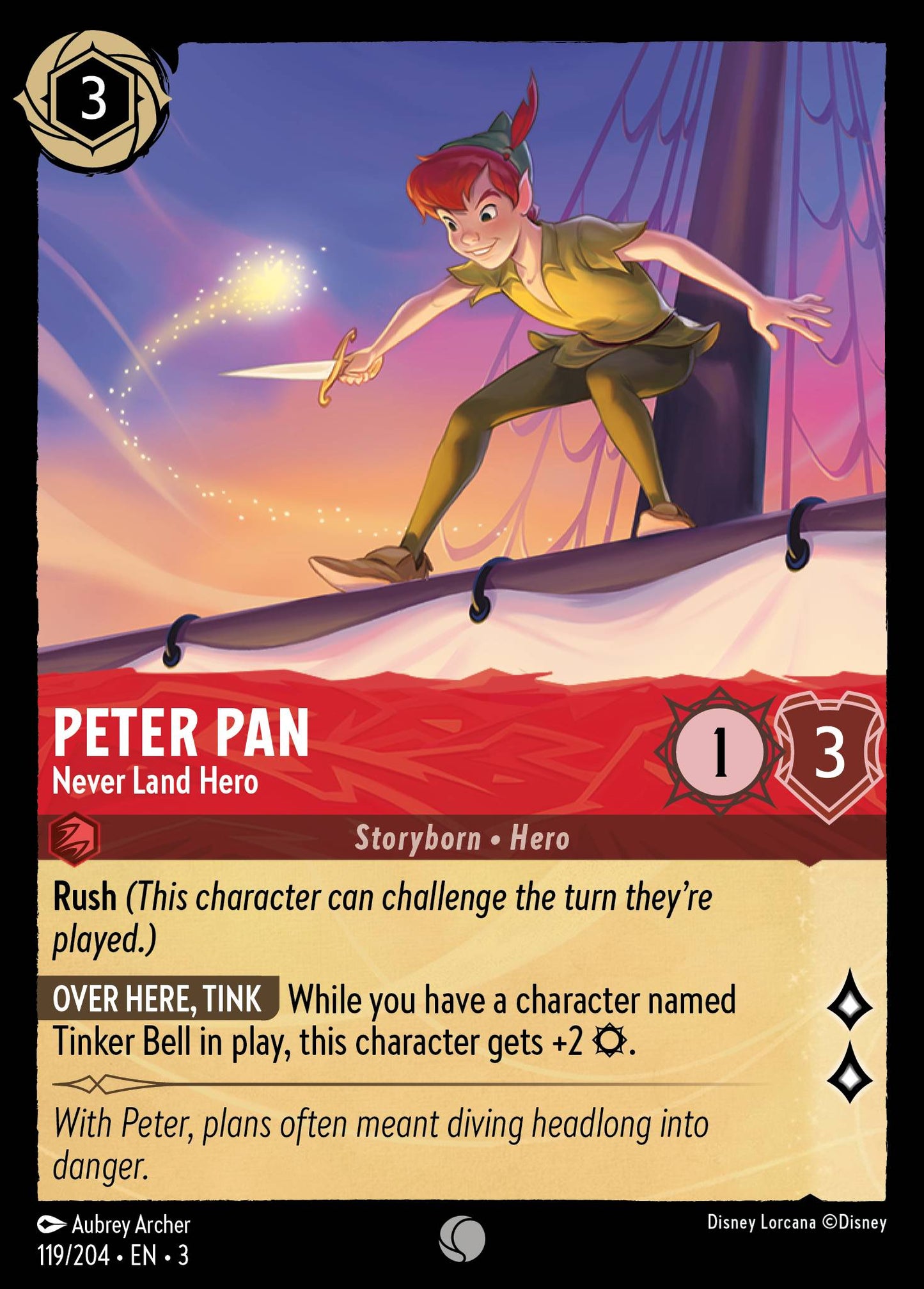 Peter Pan - Never Land Hero - Common Normal Disney Lorcana card from Into the Inklands