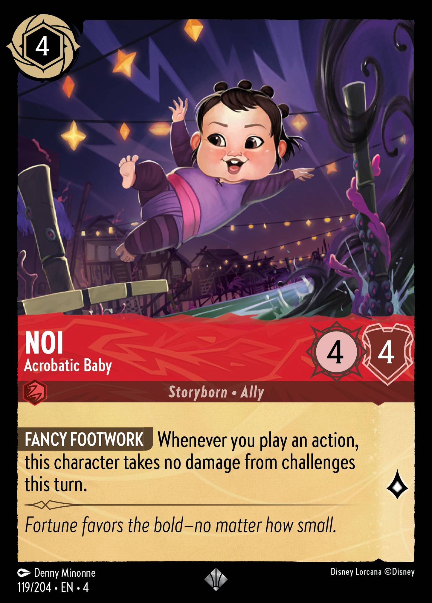 Noi - Acrobatic Baby - Super Rare Normal Disney Lorcana card from Ursula's Return