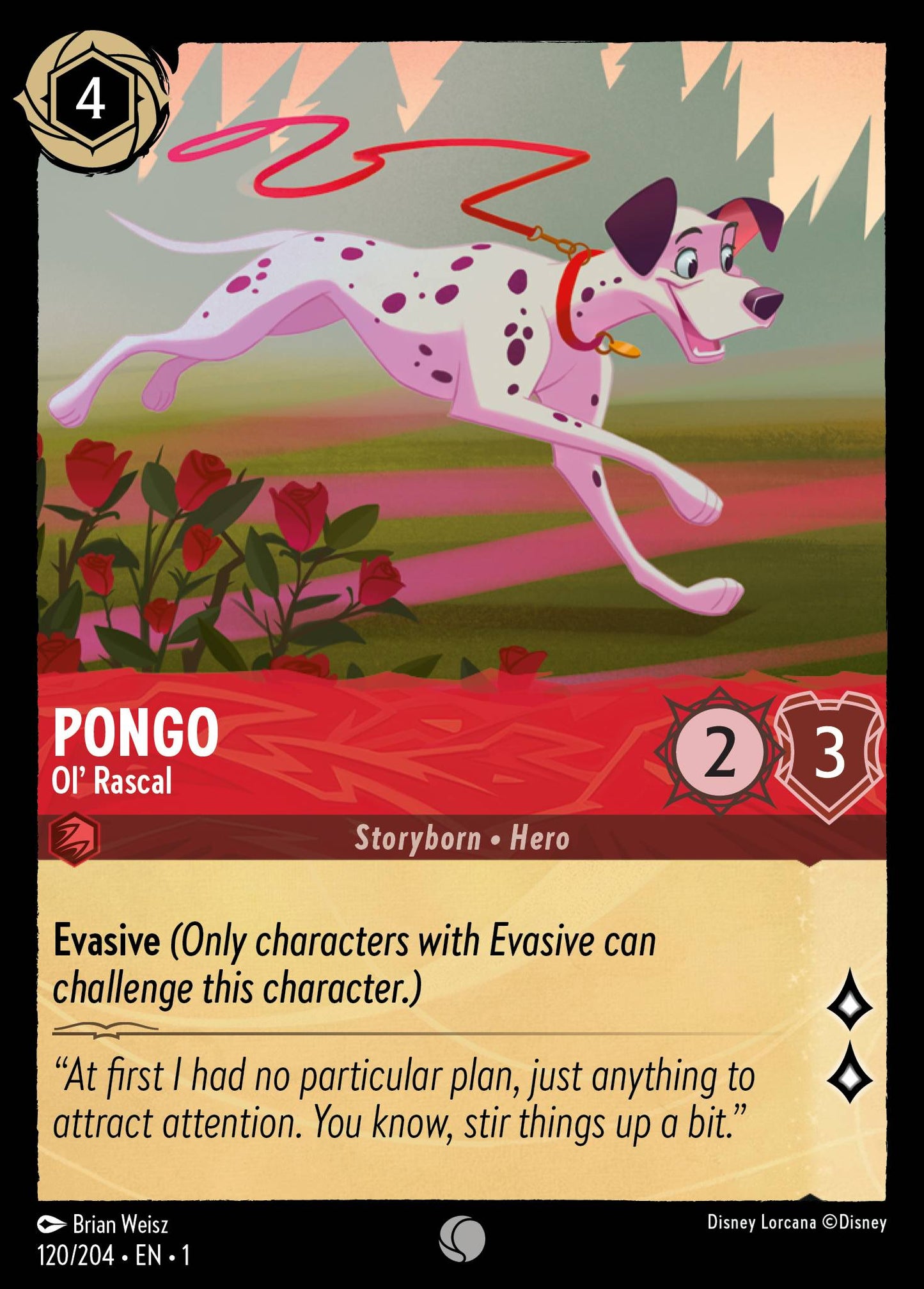 Pongo - Ol' Rascal - Common Normal Disney Lorcana card from The First Chapter