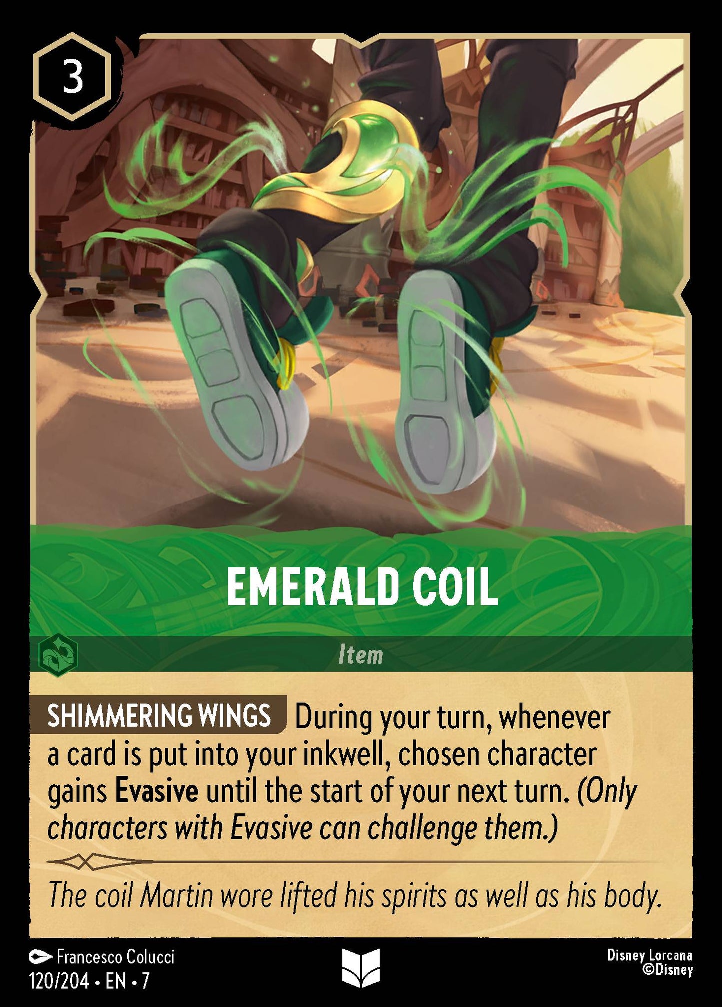 Emerald Coil - Uncommon Normal Disney Lorcana card from Archazia's Island