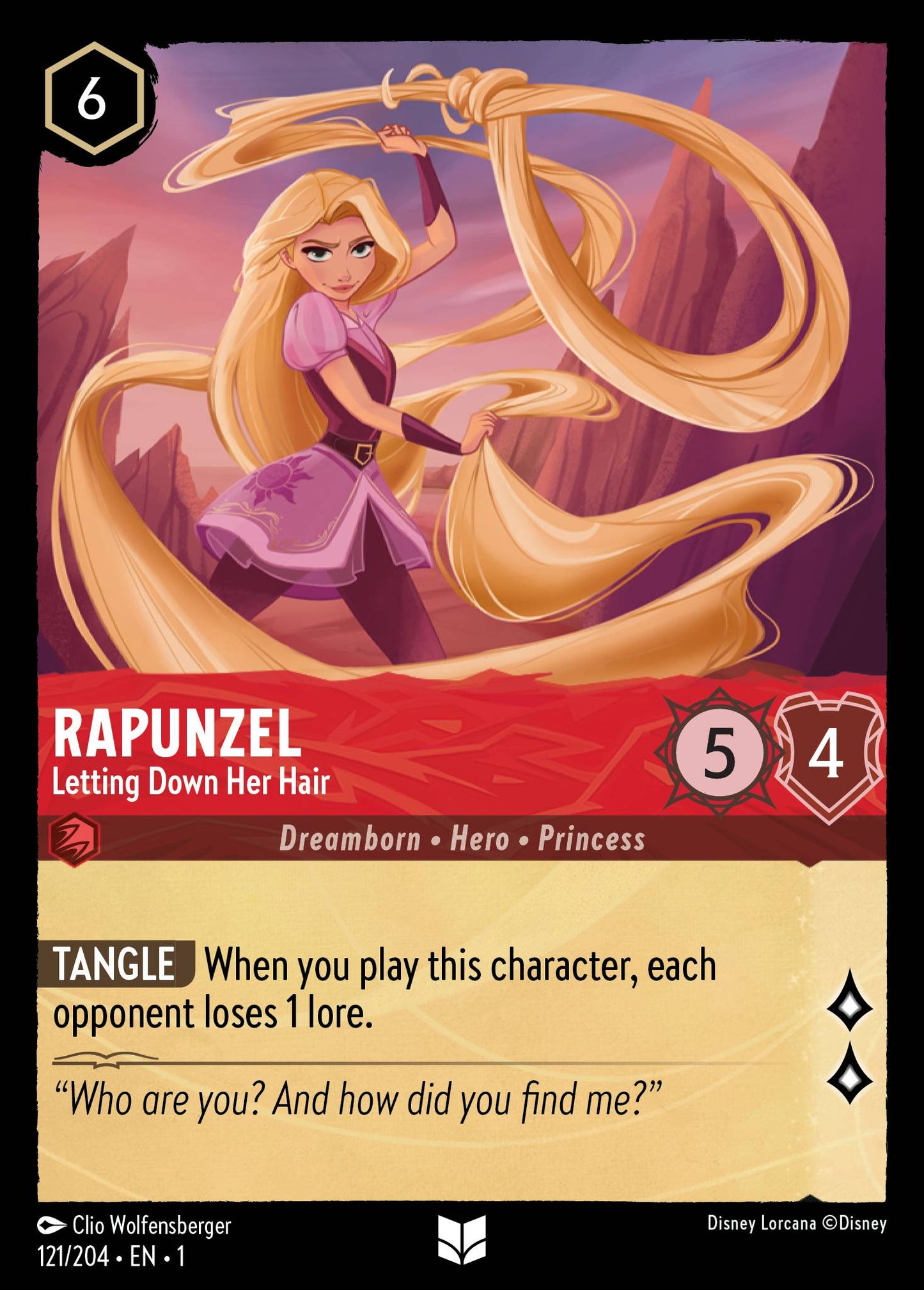 Rapunzel - Letting Down Her Hair - Uncommon Normal Disney Lorcana card from The First Chapter