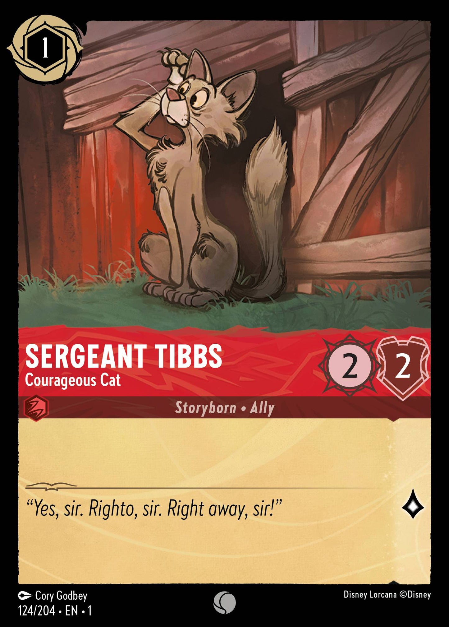 Sergeant Tibbs - Courageous Cat - Common Normal Disney Lorcana card from The First Chapter