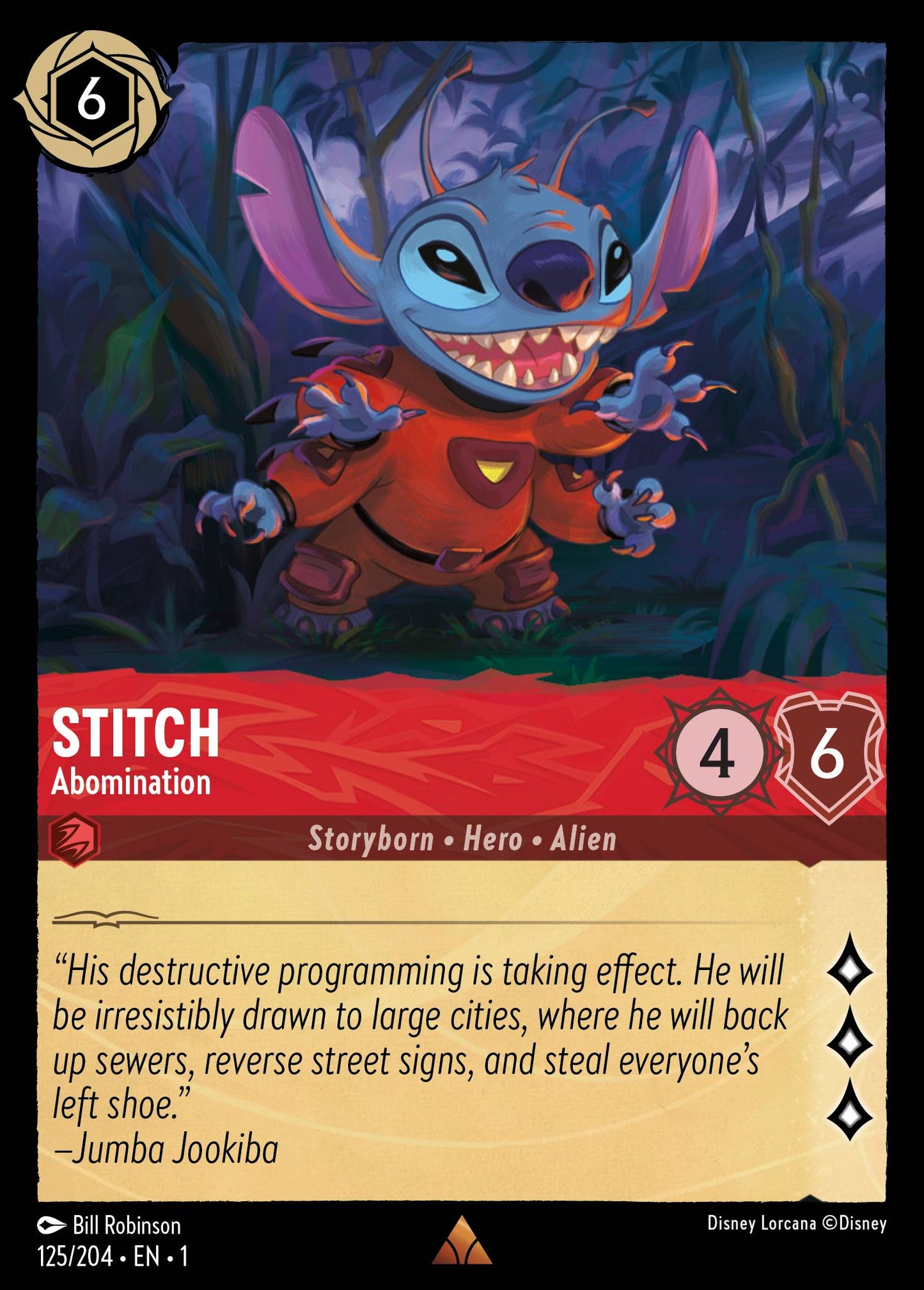 Stitch - Abomination - Rare Normal Disney Lorcana card from The First Chapter