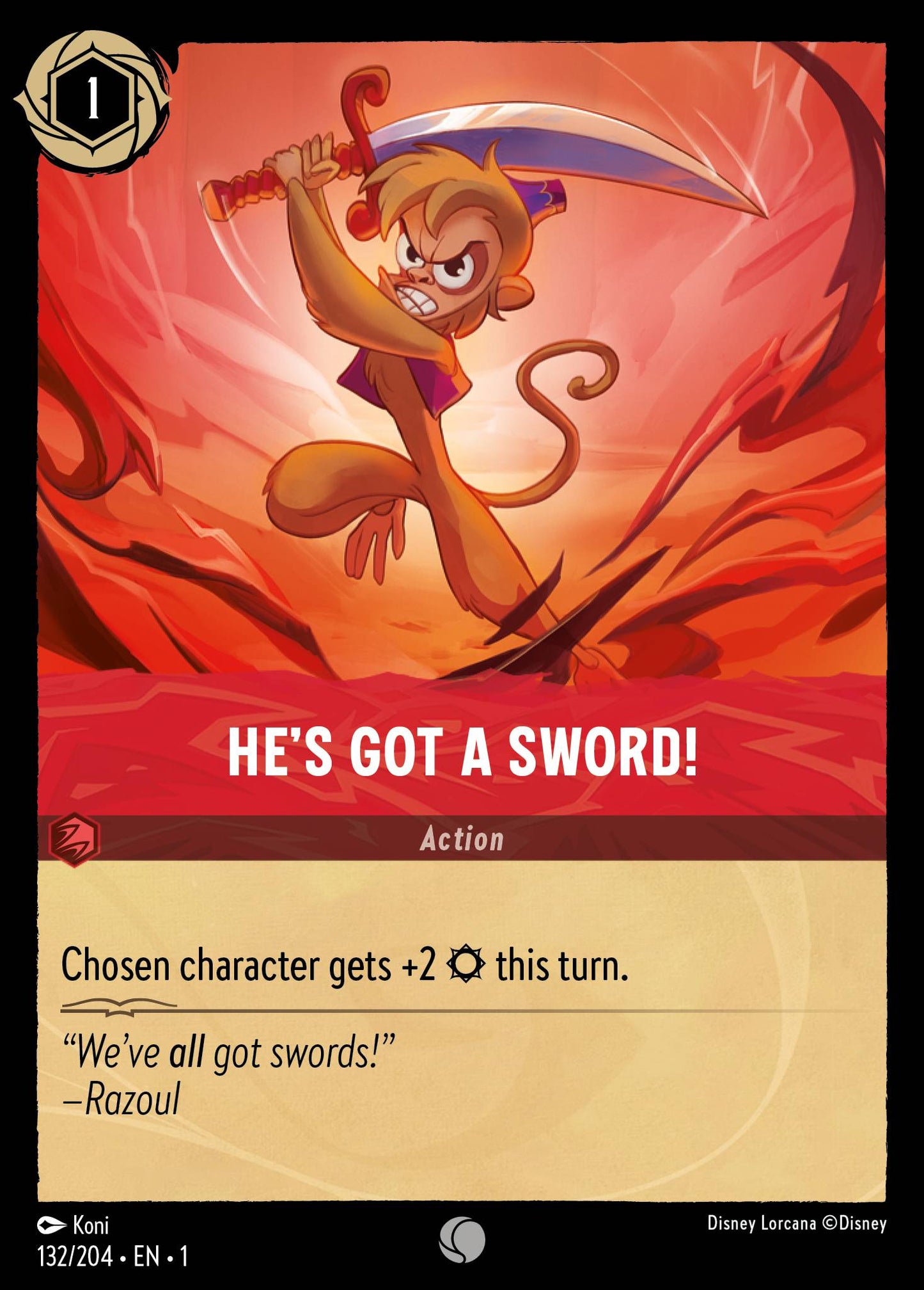 He's Got A Sword! - Common Normal Disney Lorcana card from The First Chapter