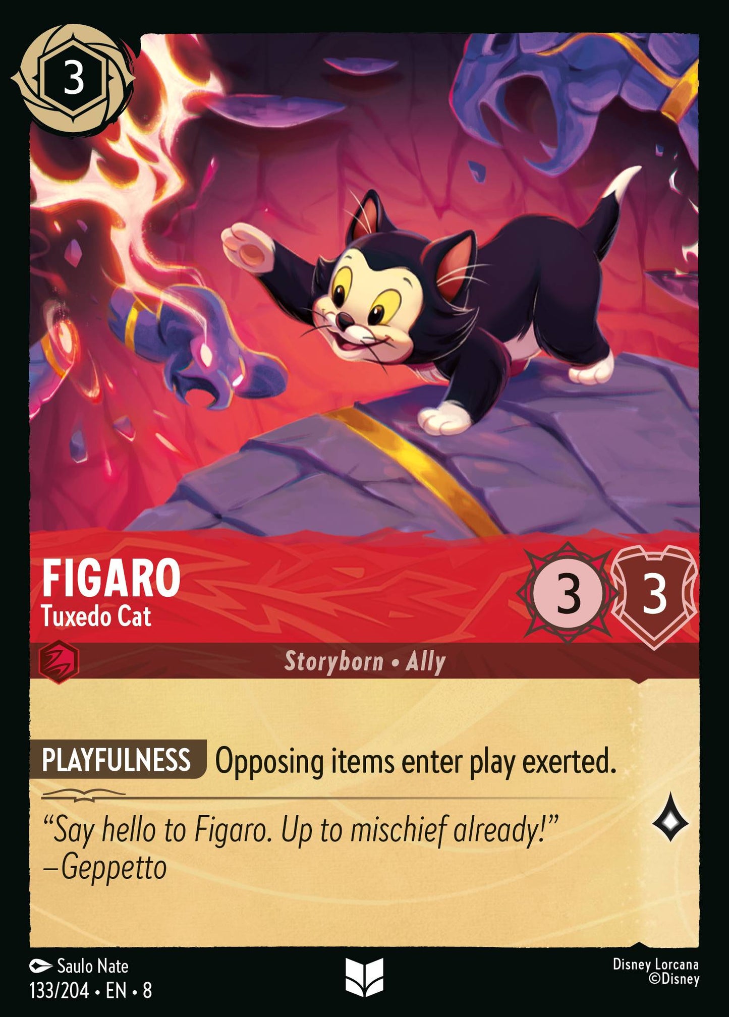 Figaro - Tuxedo Cat - Uncommon Normal Disney Lorcana card from The Reign of Jafar
