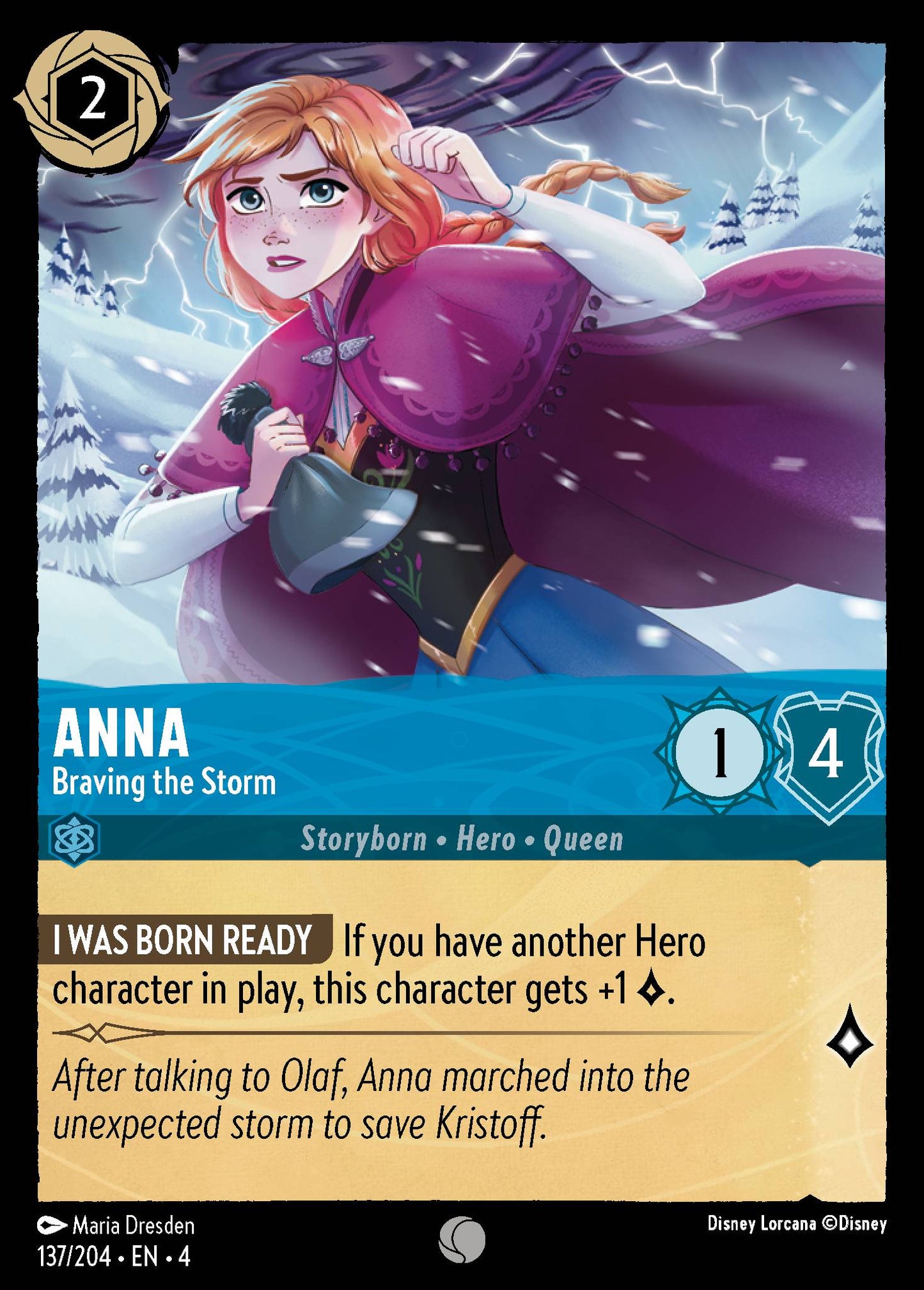 Anna - Braving the Storm - Common Normal Disney Lorcana card from Ursula's Return