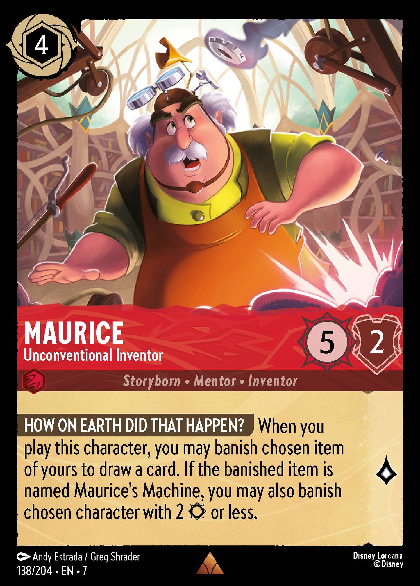Maurice - Unconventional Inventor - Rare Normal Disney Lorcana card from Archazia's Island