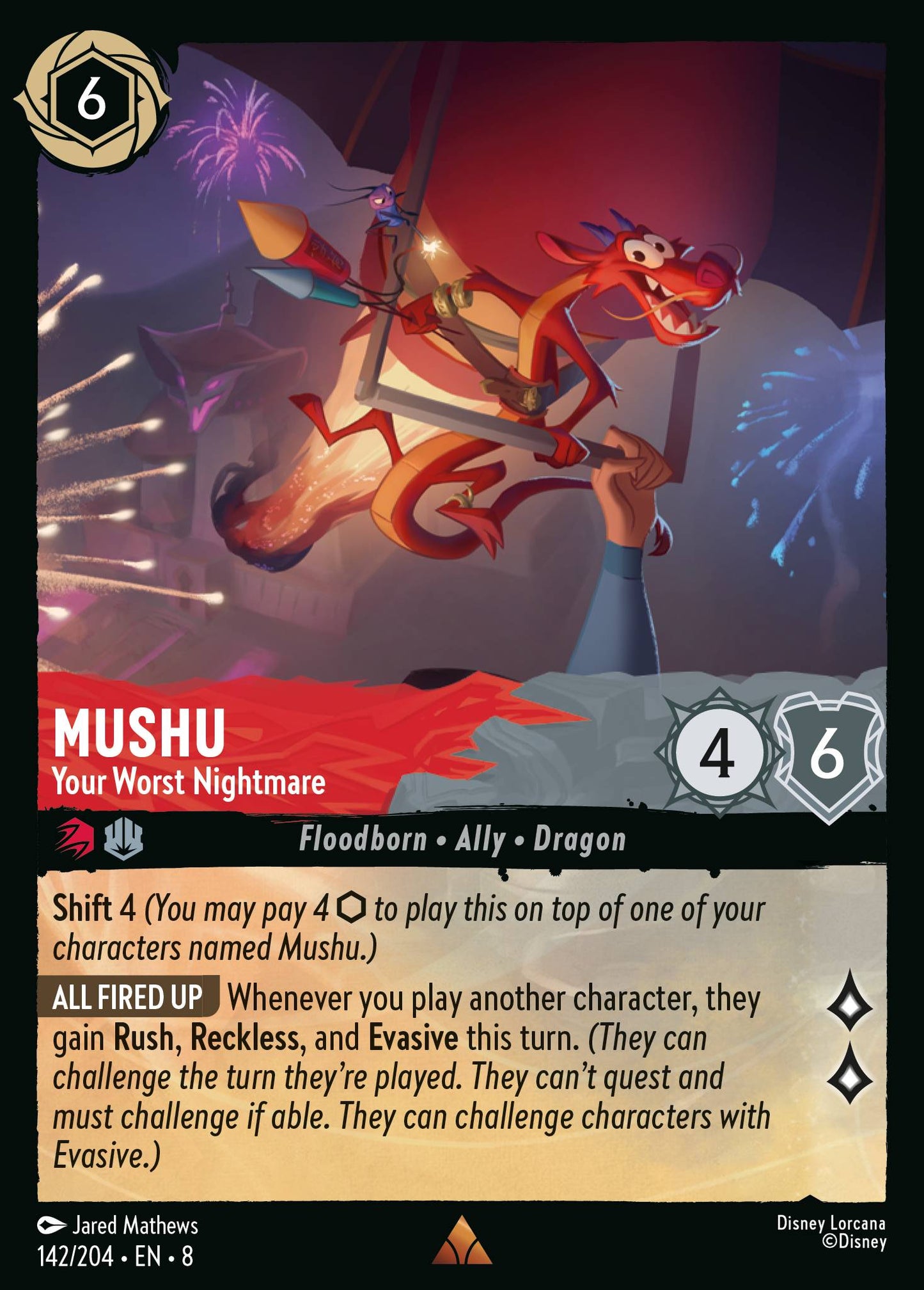 Mushu - Your Worst Nightmare - Rare Normal Disney Lorcana card from The Reign of Jafar