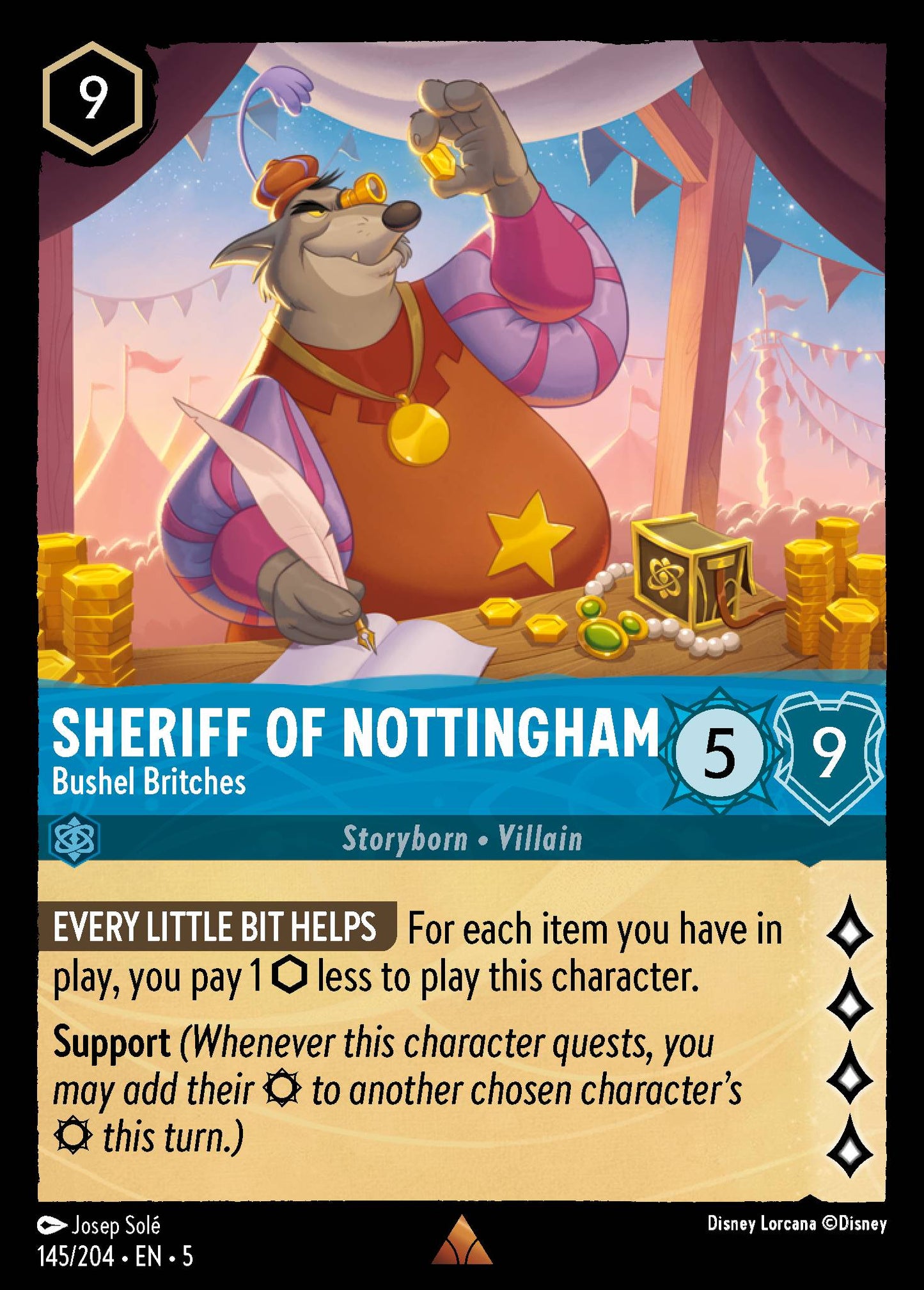 Sheriff of Nottingham - Bushel Britches - Rare Normal Disney Lorcana card from Shimmering Skies