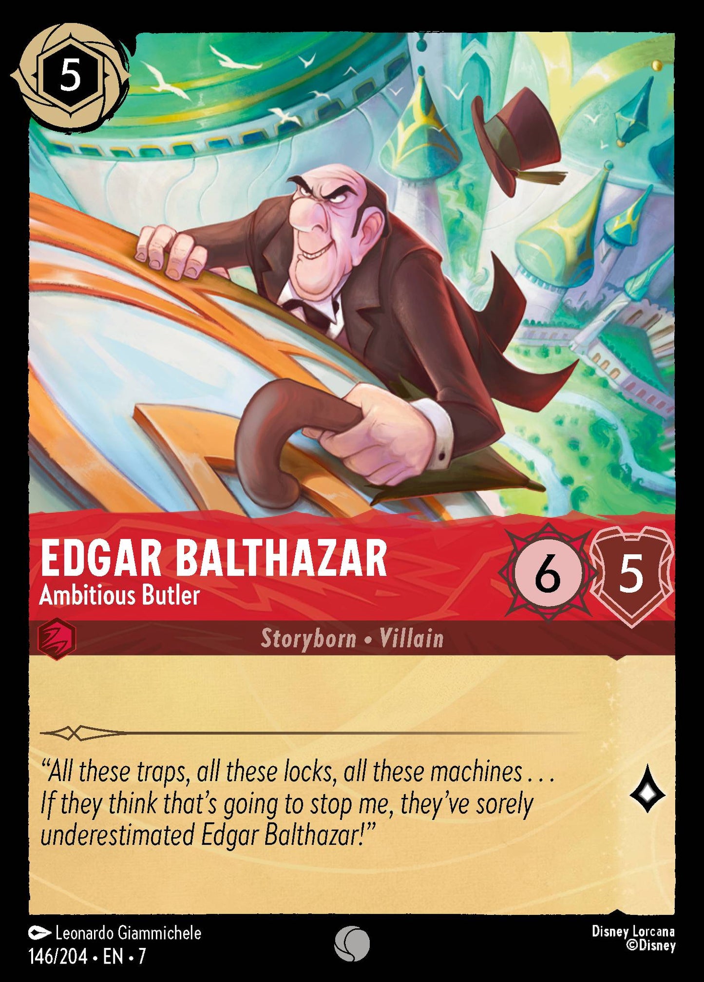 Edgar Balthazar - Ambitious Butler - Common Normal Disney Lorcana card from Archazia's Island