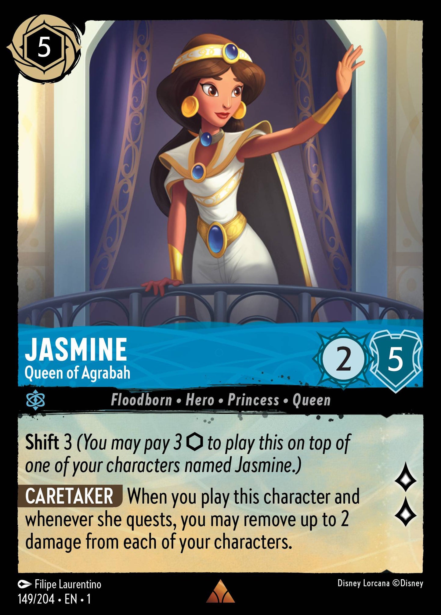 Jasmine - Queen of Agrabah - Rare Normal Disney Lorcana card from The First Chapter