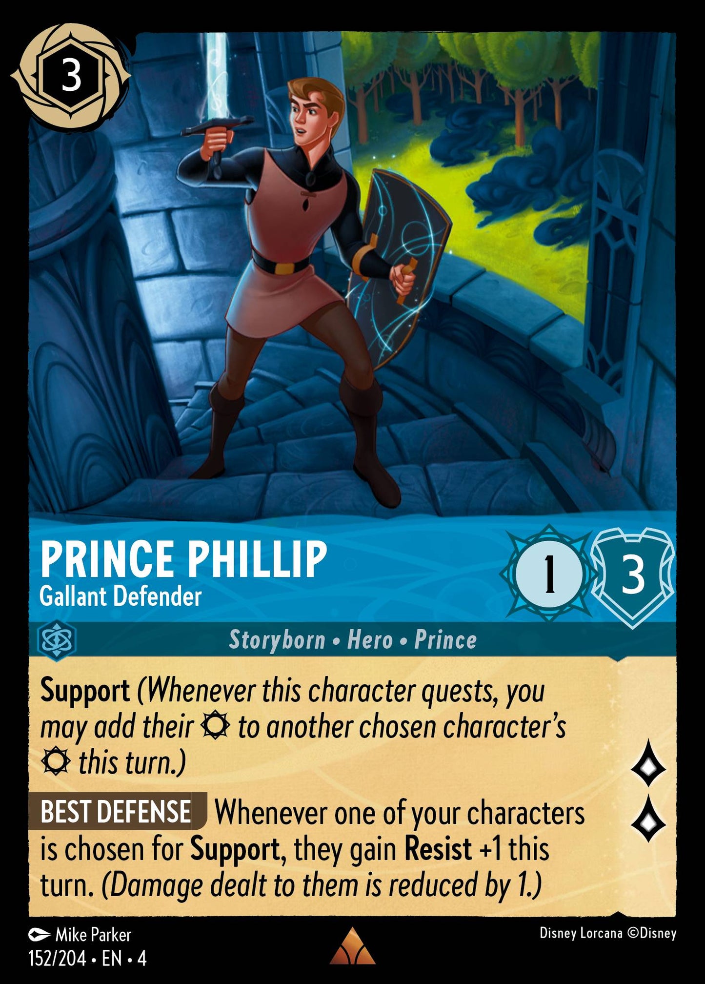 Prince Phillip - Gallant Defender - Rare Normal Disney Lorcana card from Ursula's Return