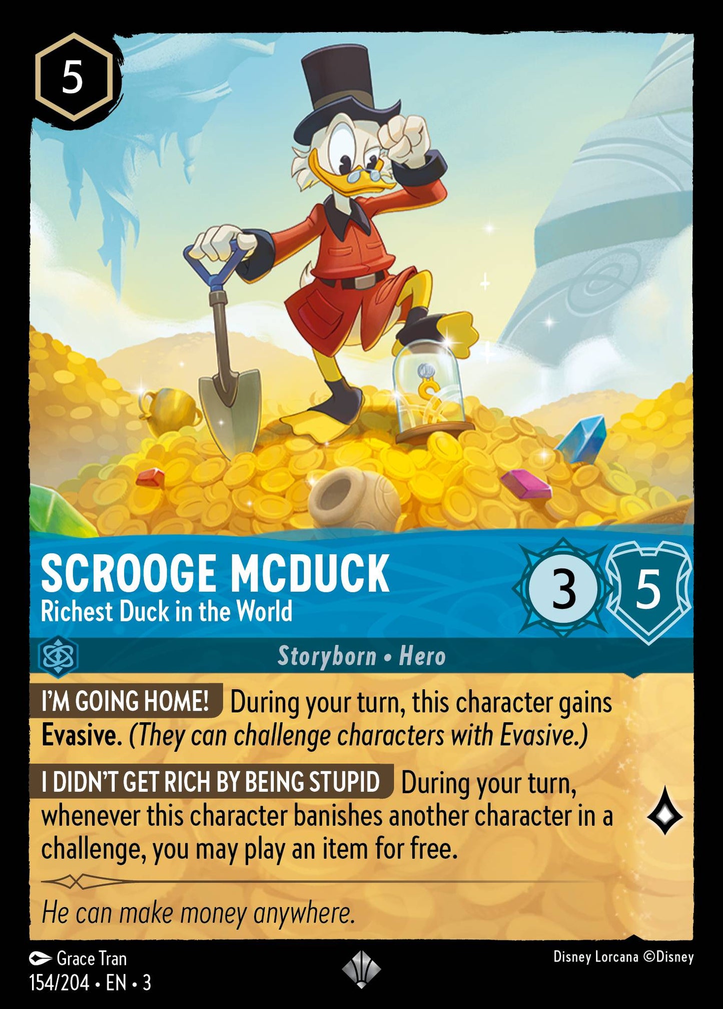 Scrooge McDuck - Richest Duck in the World - Super Rare Normal Disney Lorcana card from Into the Inklands