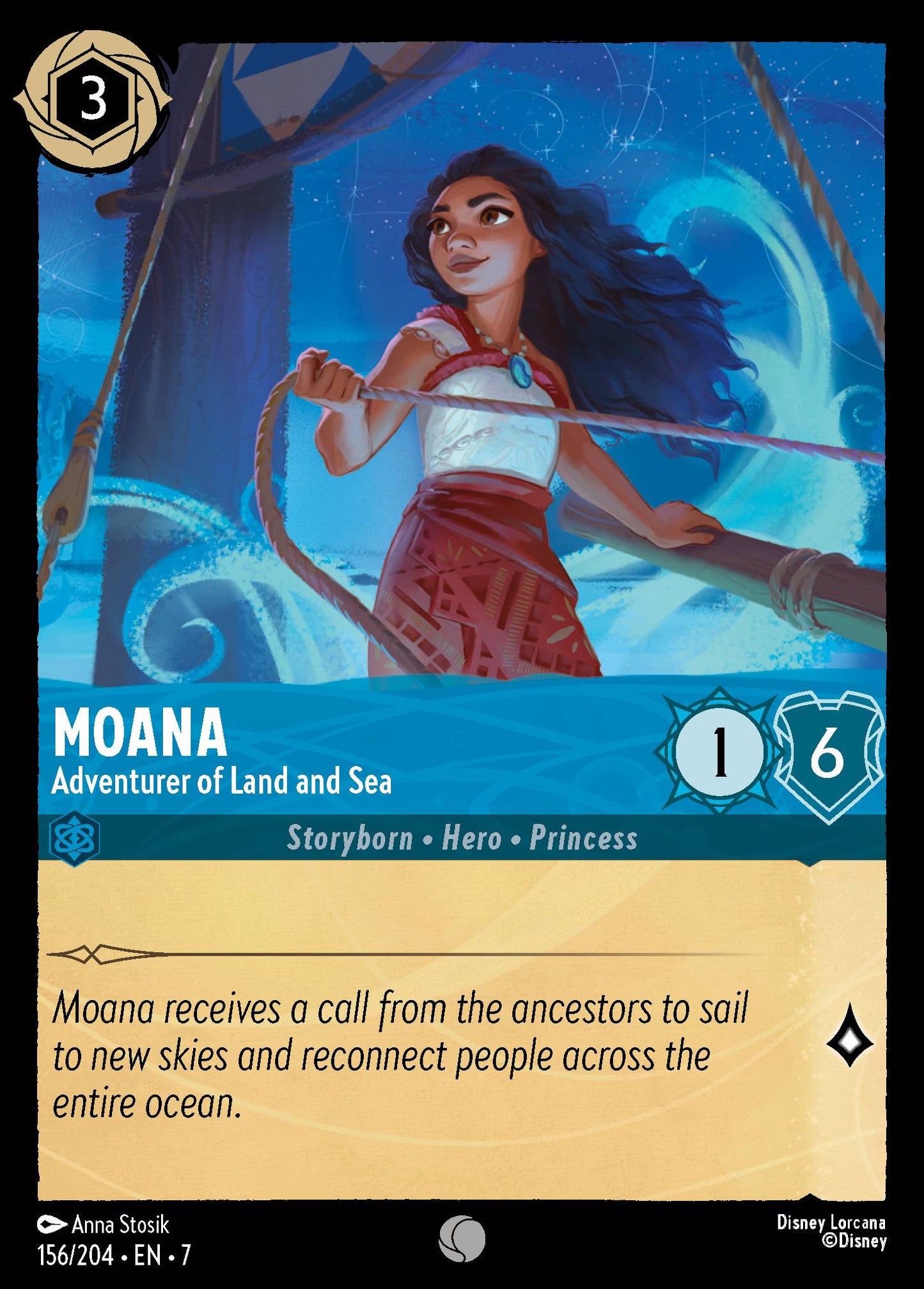 Moana - Adventurer of Land and Sea - Common Normal Disney Lorcana card from Archazia's Island