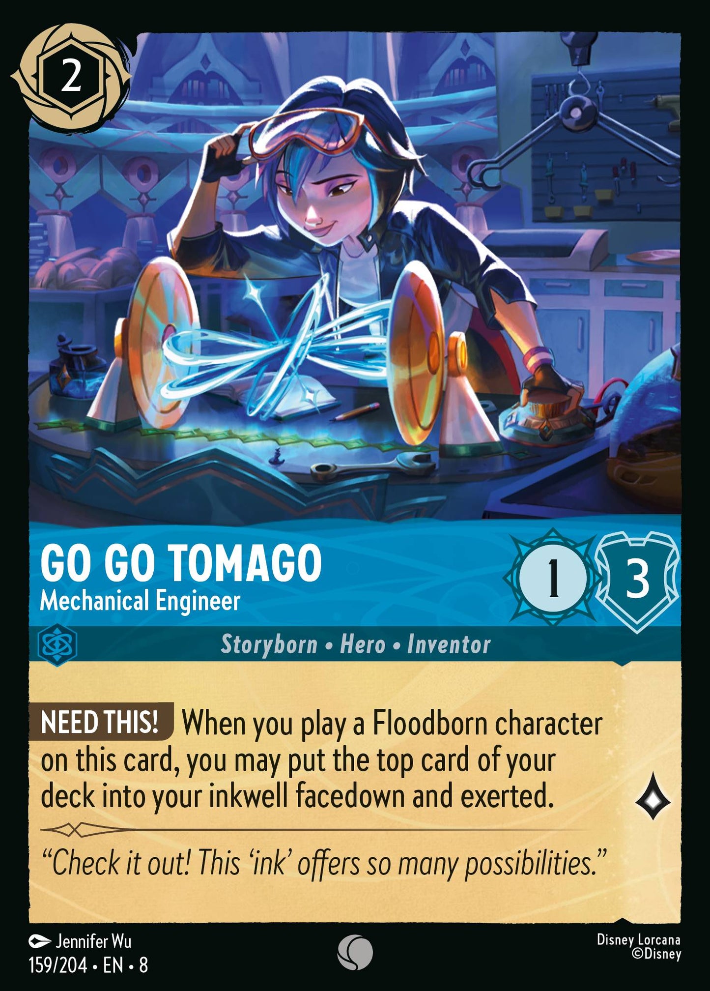 Go Go Tomago - Mechanical Engineer - Common Normal Disney Lorcana card from The Reign of Jafar