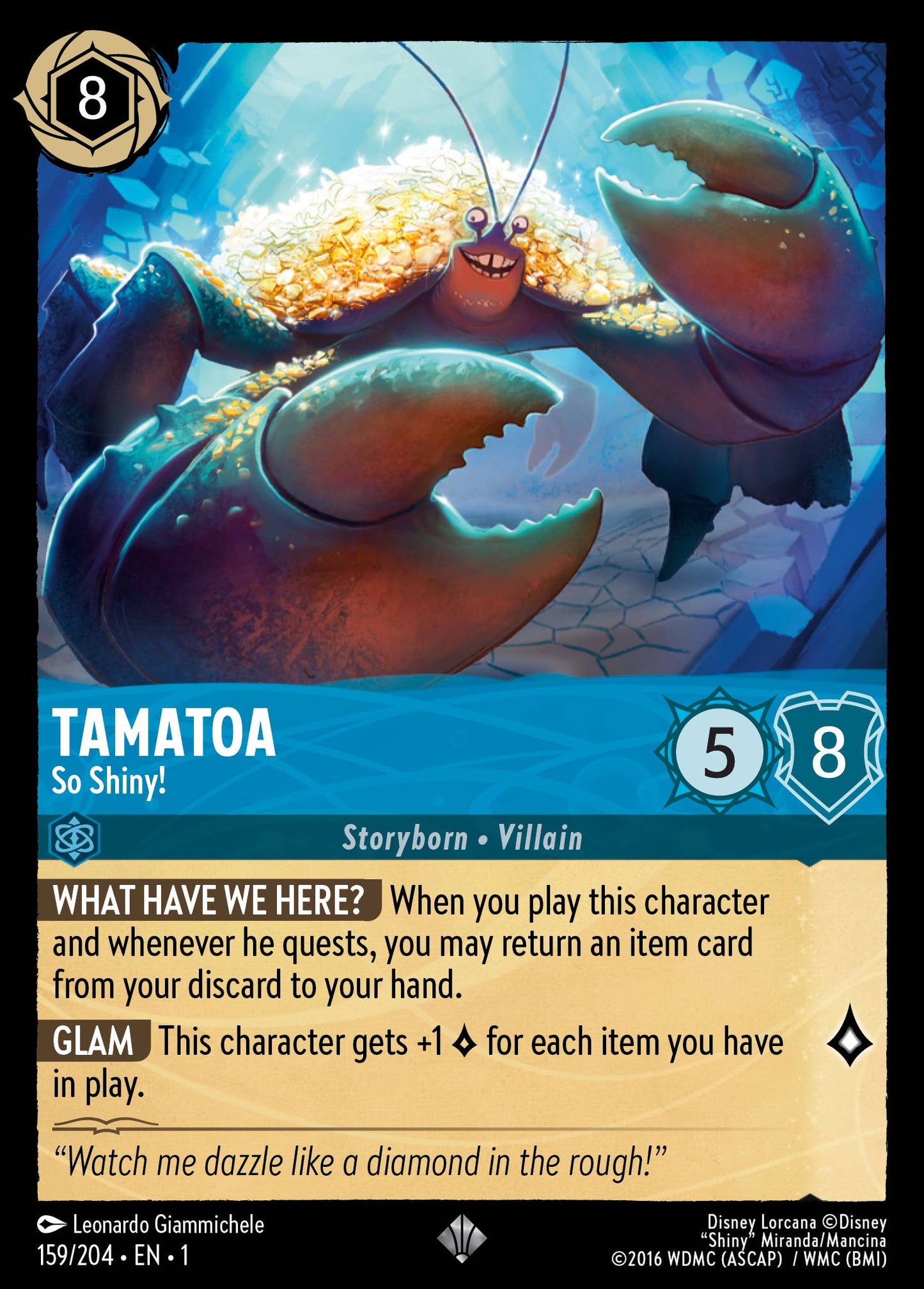 Tamatoa - So Shiny! - Super Rare Normal Disney Lorcana card from The First Chapter