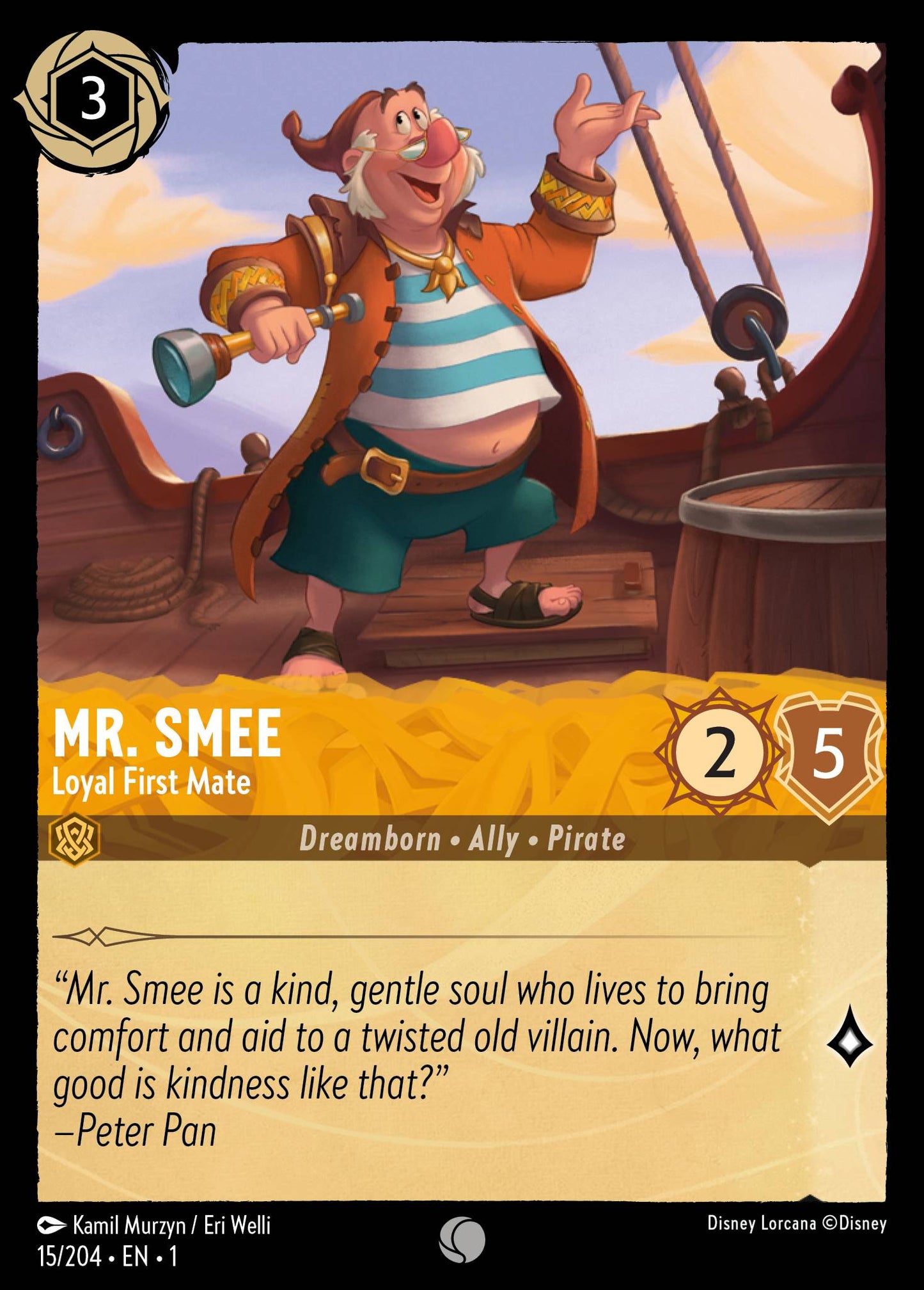 Mr. Smee - Loyal First Mate - Common Normal Disney Lorcana card from The First Chapter