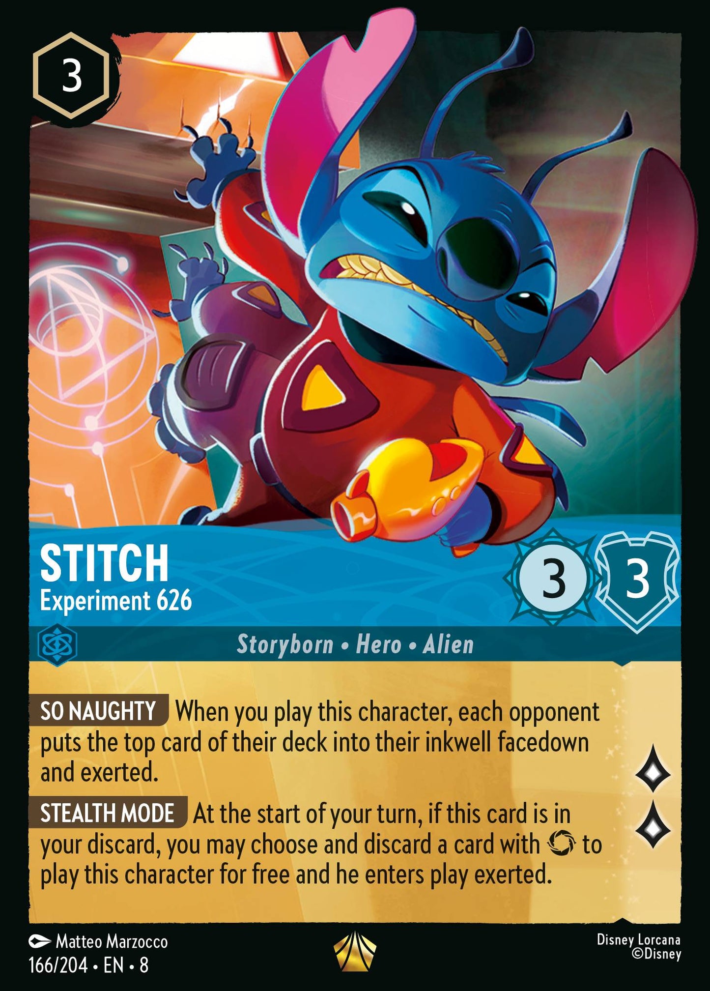 Stitch - Experiment 626 - Legendary Normal Disney Lorcana card from The Reign of Jafar