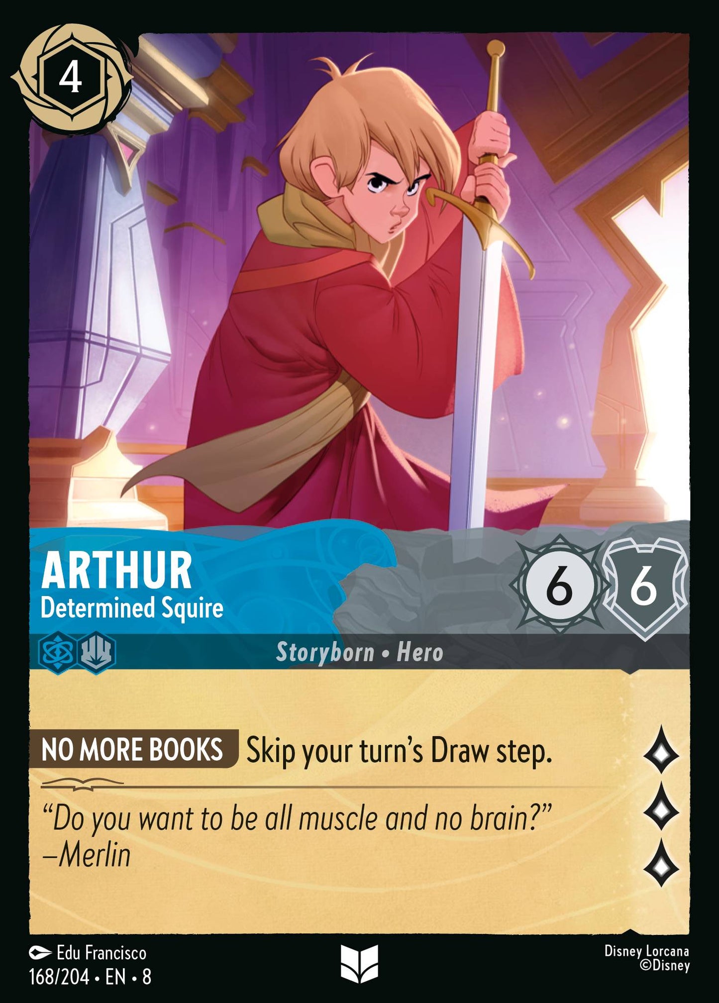 Arthur - Determined Squire - Uncommon Normal Disney Lorcana card from The Reign of Jafar