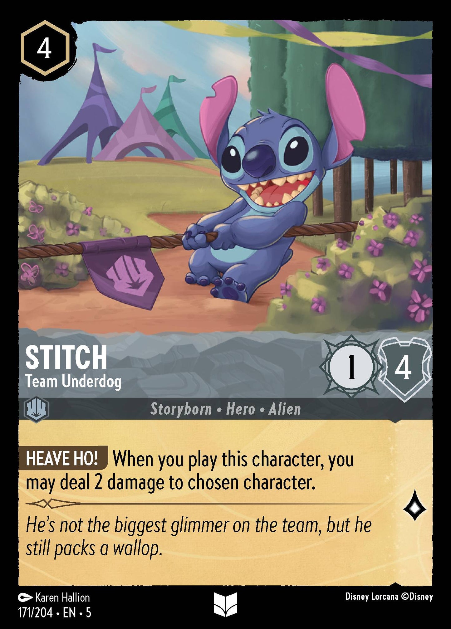 Stitch - Team Underdog - Uncommon Normal Disney Lorcana card from Shimmering Skies
