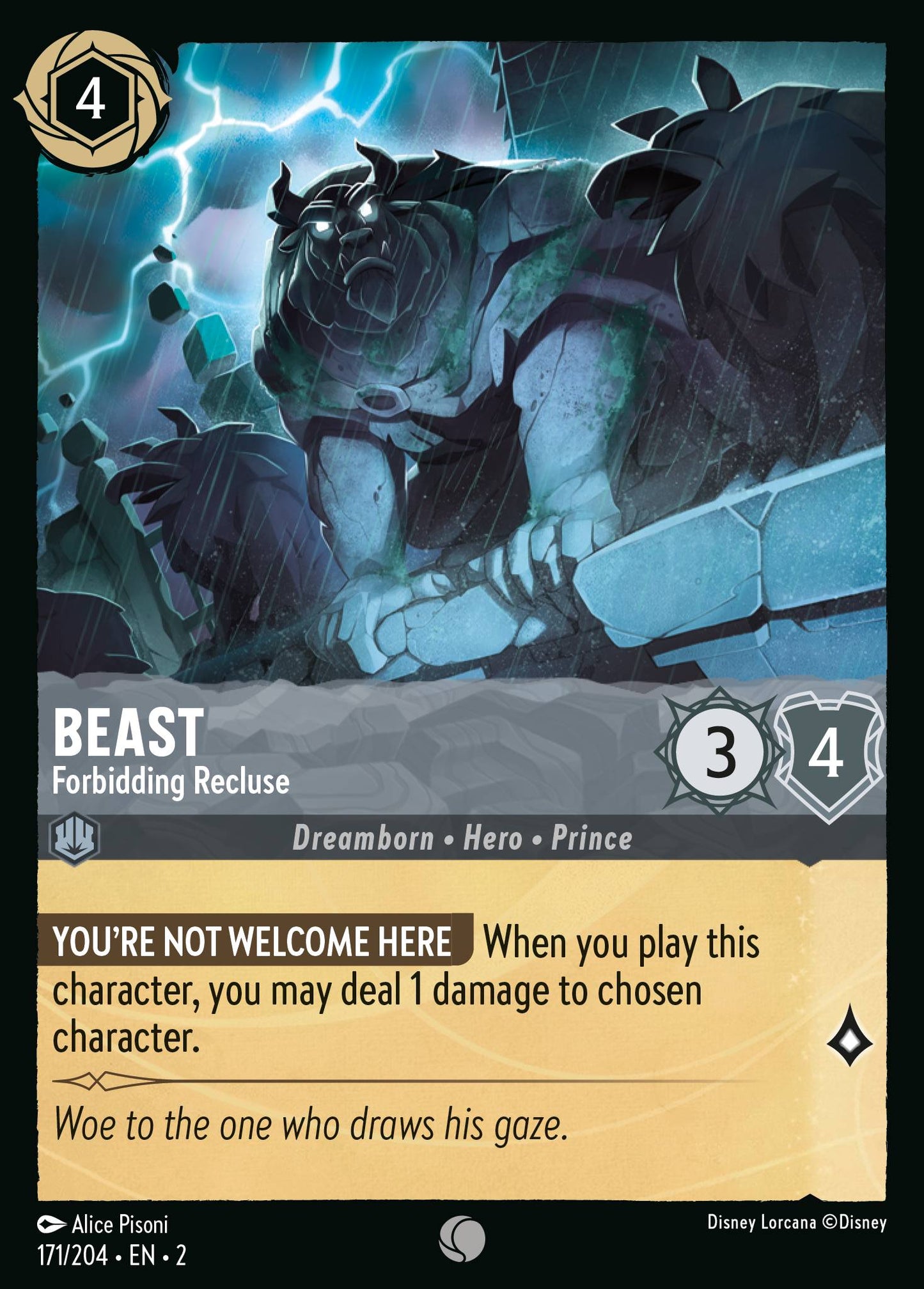 Beast - Forbidding Recluse - Common Normal Disney Lorcana card from Rise of the Floodborn
