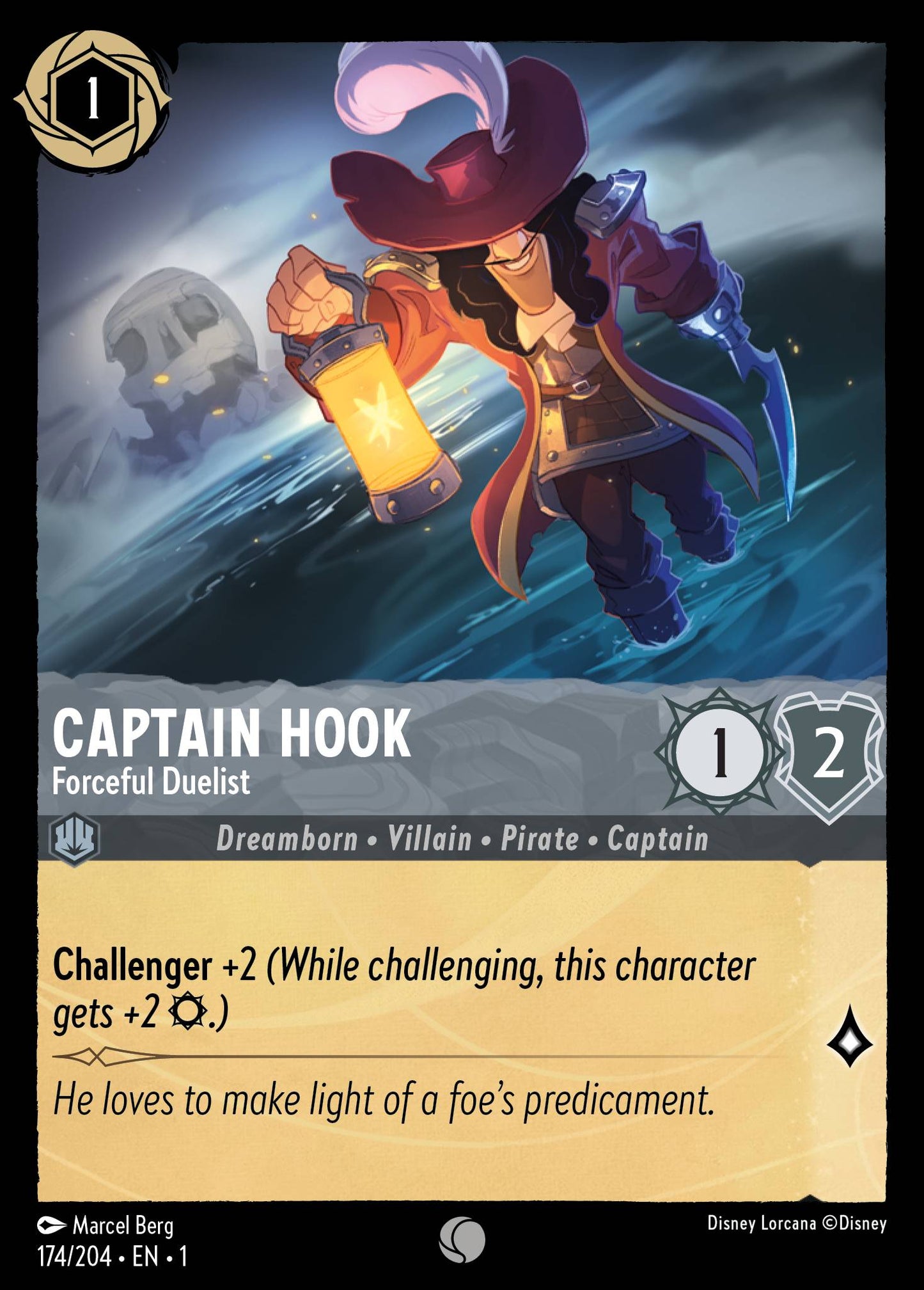 Captain Hook - Forceful Duelist - Common Normal Disney Lorcana card from The First Chapter