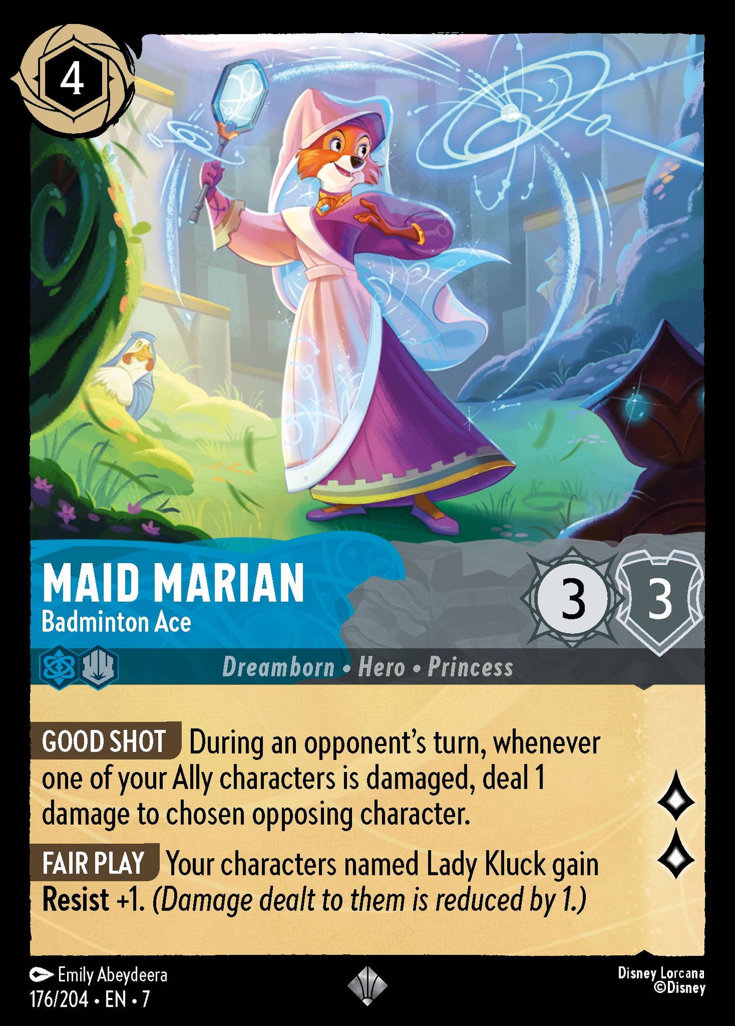 Maid Marian - Badminton Ace - Super Rare Normal Disney Lorcana card from Archazia's Island