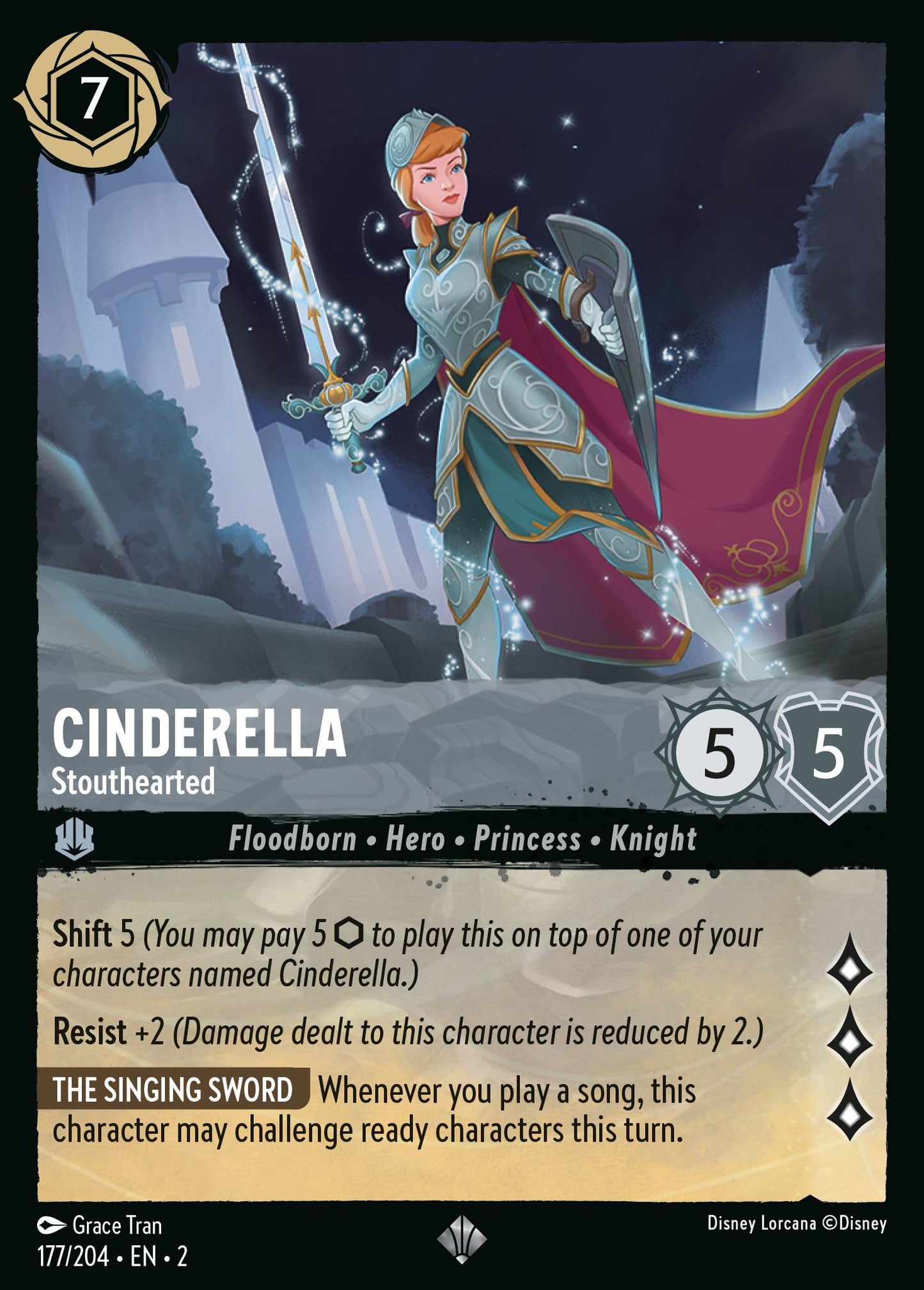 Cinderella - Stouthearted - Super Rare Normal Disney Lorcana card from Rise of the Floodborn