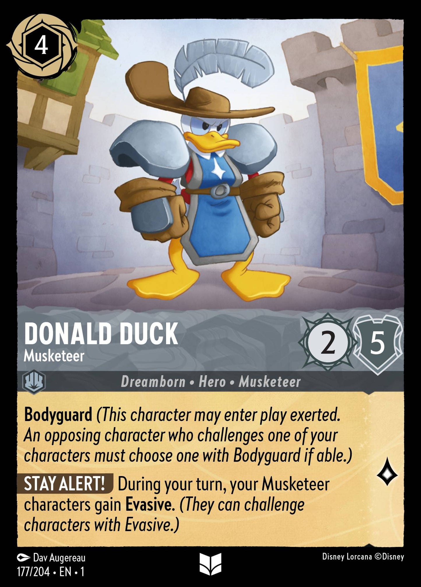 Donald Duck - Musketeer - Uncommon Normal Disney Lorcana card from The First Chapter