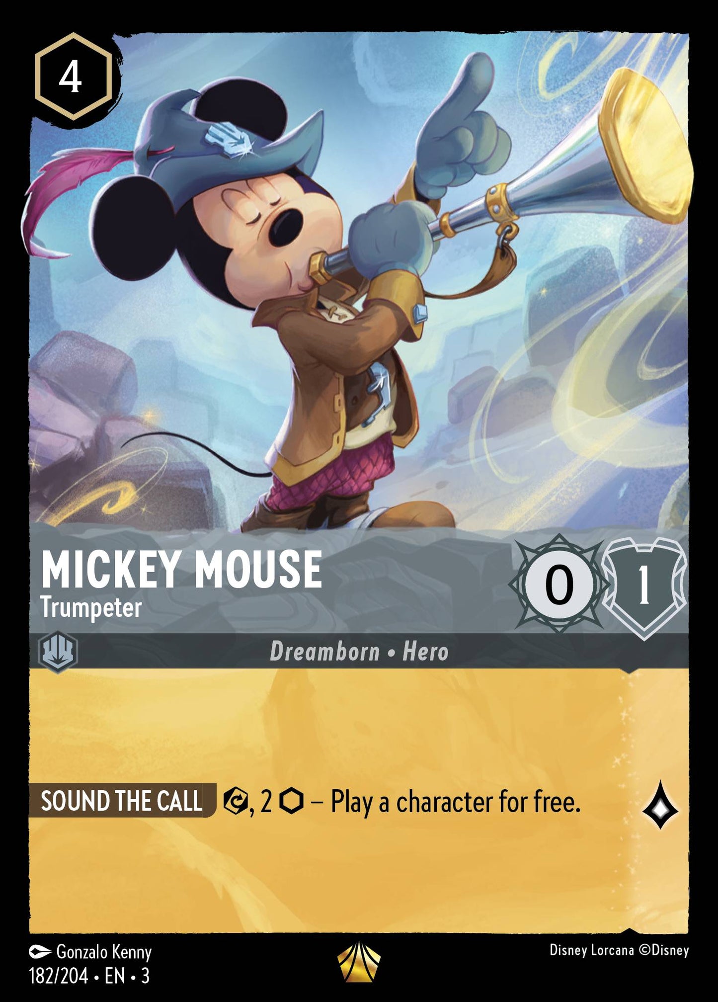 Mickey Mouse - Trumpeter - Legendary Normal Disney Lorcana card from Into the Inklands