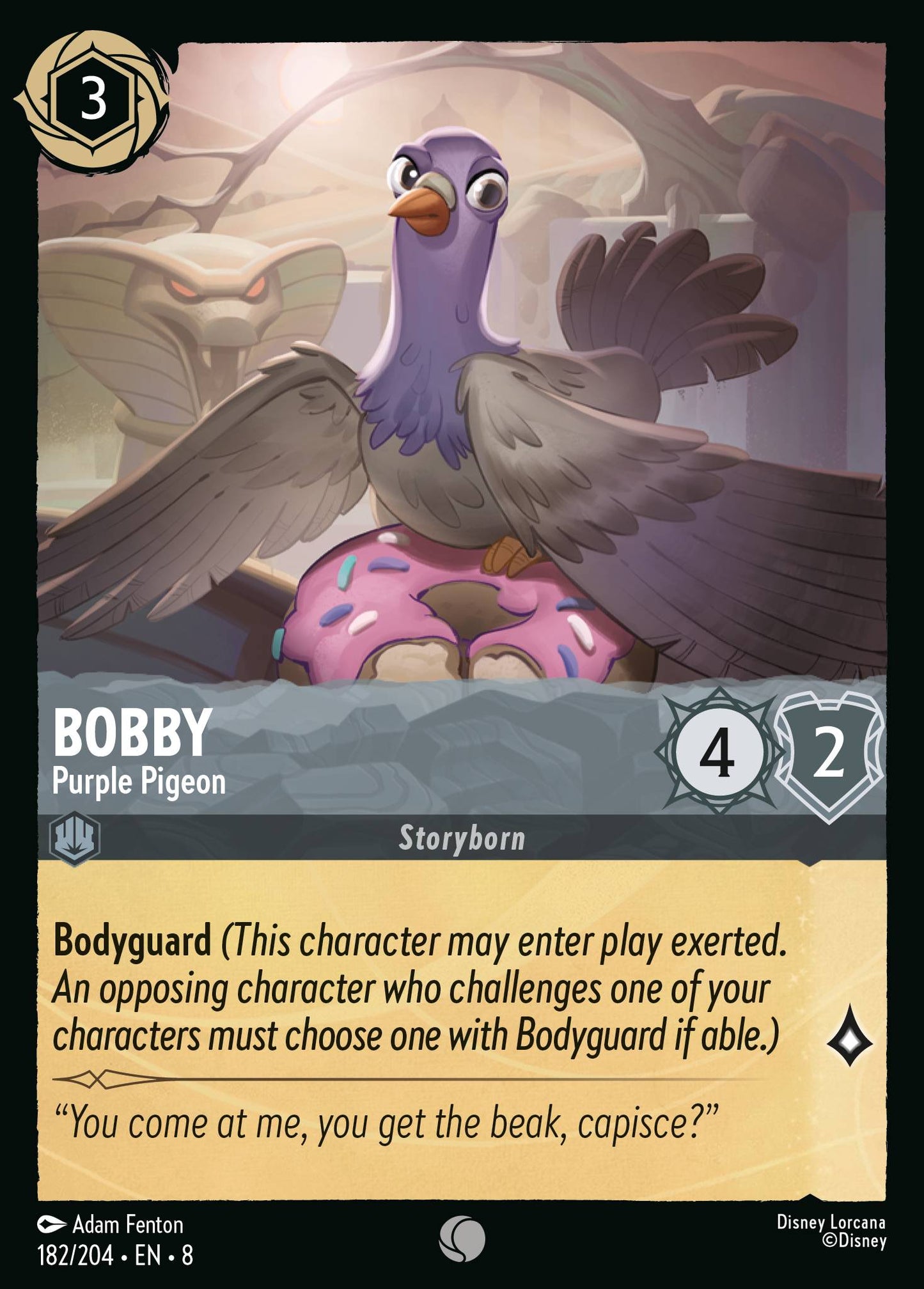 Bobby - Purple Pigeon - Common Normal Disney Lorcana card from The Reign of Jafar