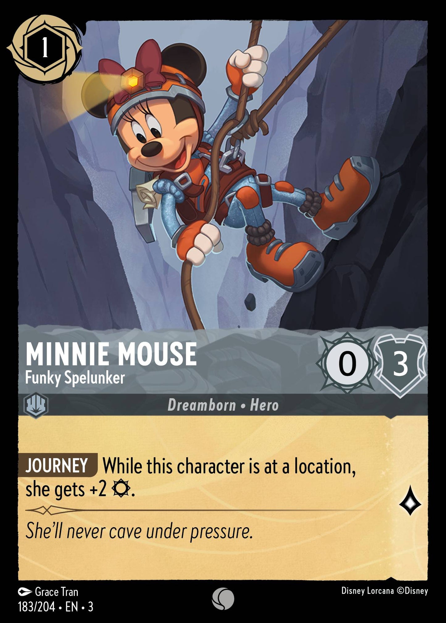 Minnie Mouse - Funky Spelunker - Common Normal Disney Lorcana card from Into the Inklands