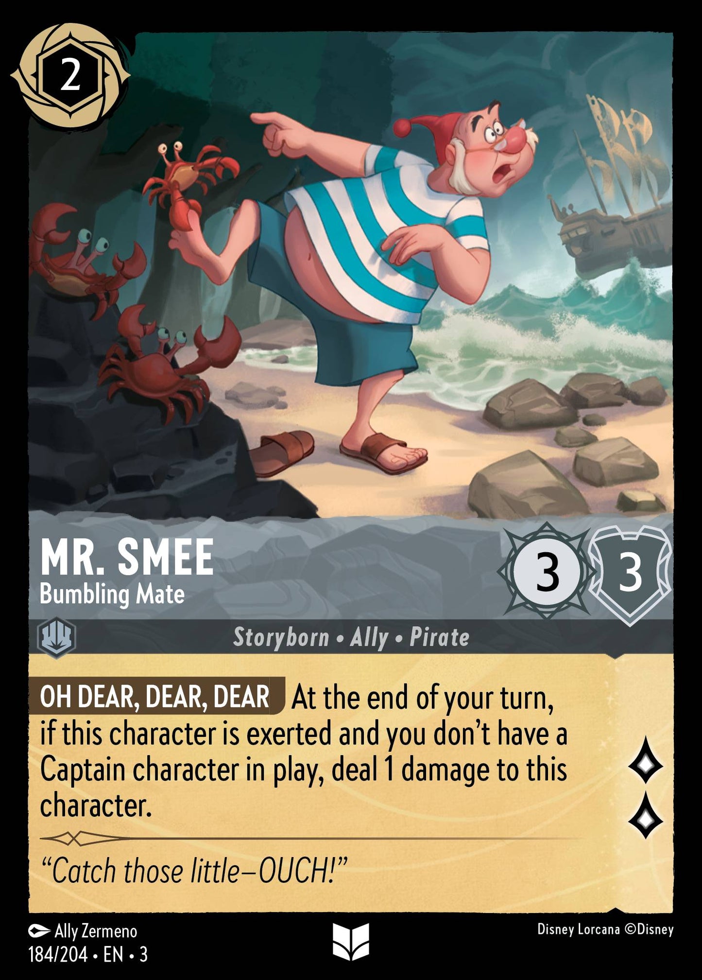 Mr. Smee - Bumbling Mate - Uncommon Normal Disney Lorcana card from Into the Inklands