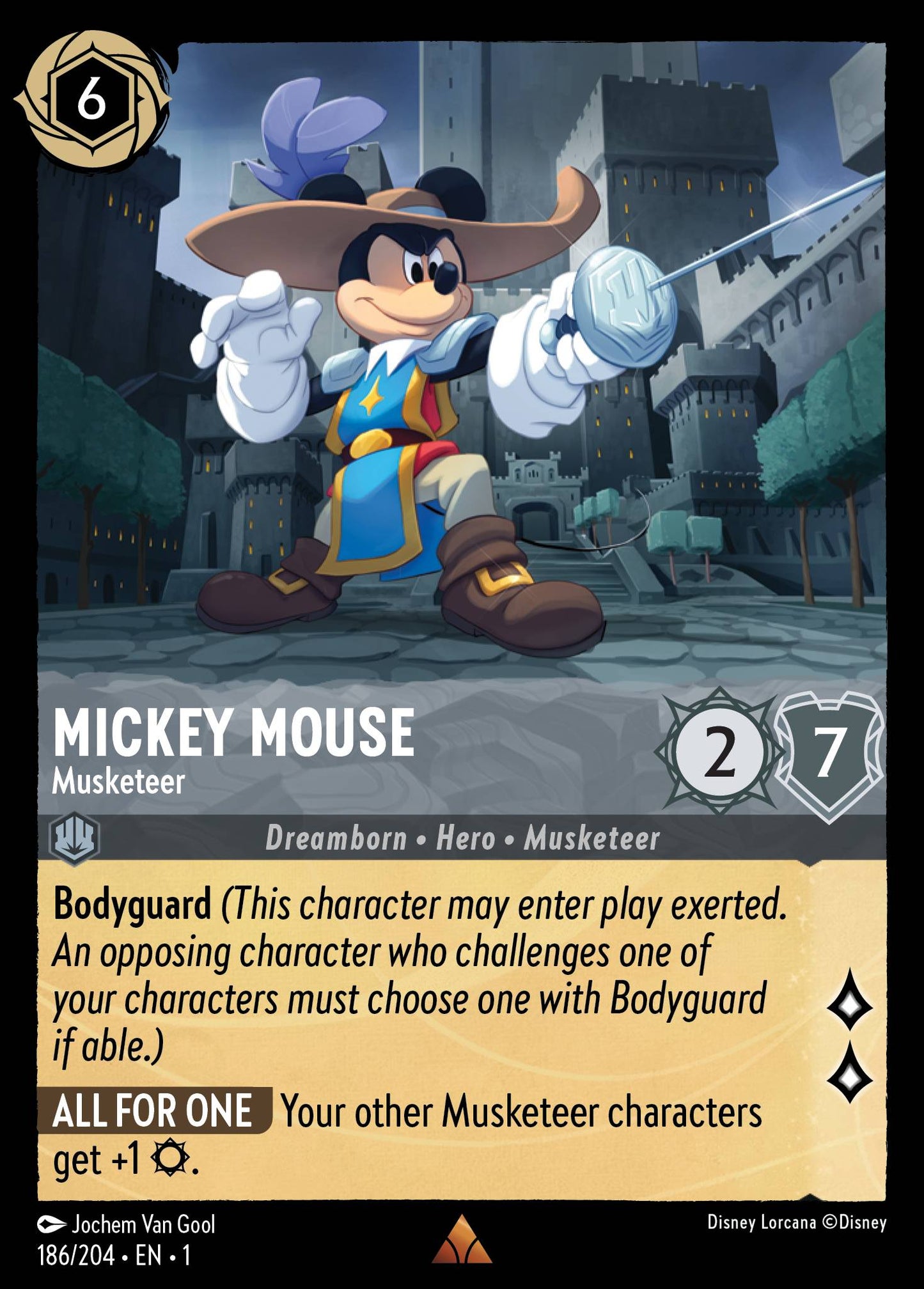 Mickey Mouse - Musketeer - Rare Normal Disney Lorcana card from The First Chapter