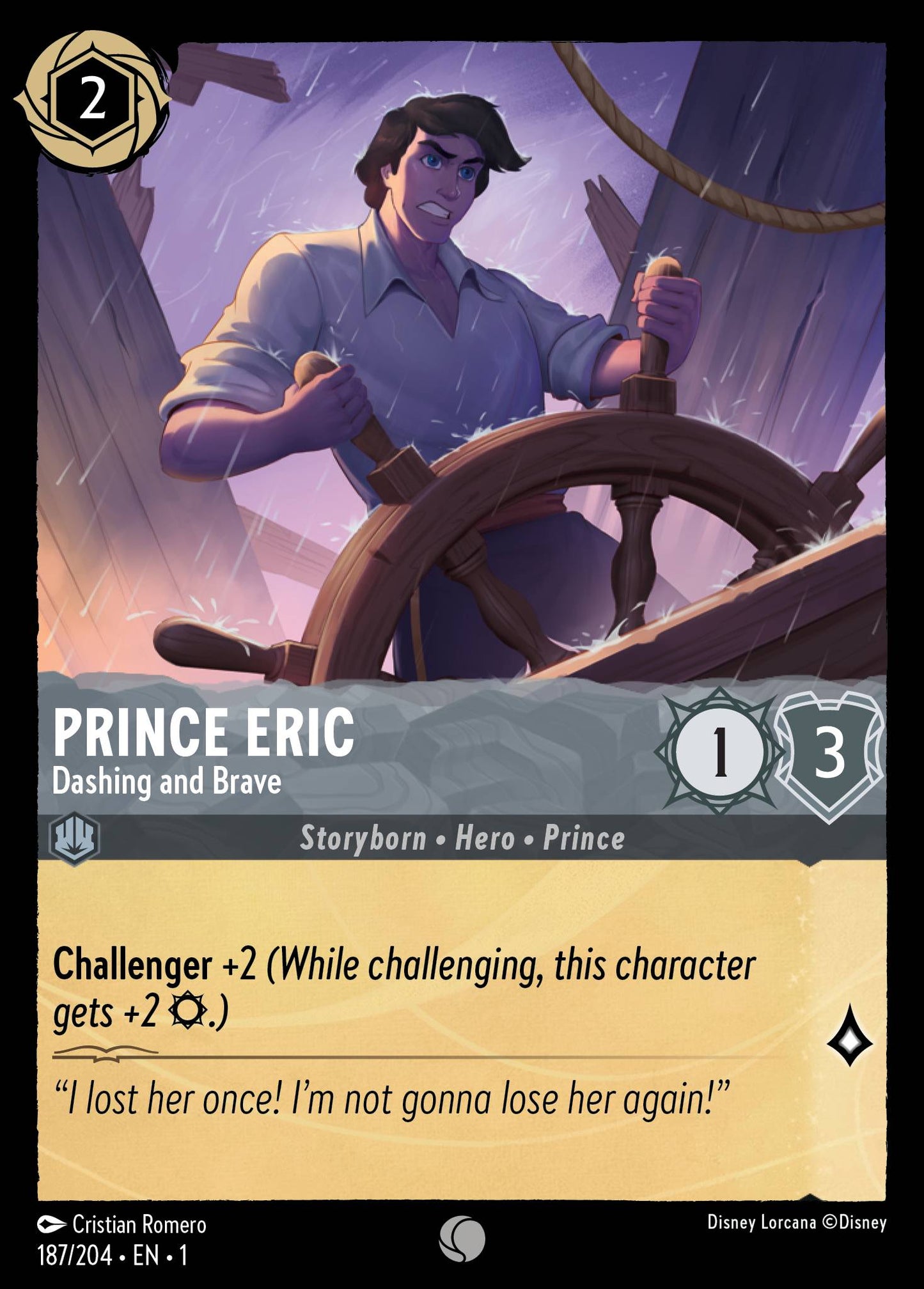Prince Eric - Dashing and Brave - Common Normal Disney Lorcana card from The First Chapter