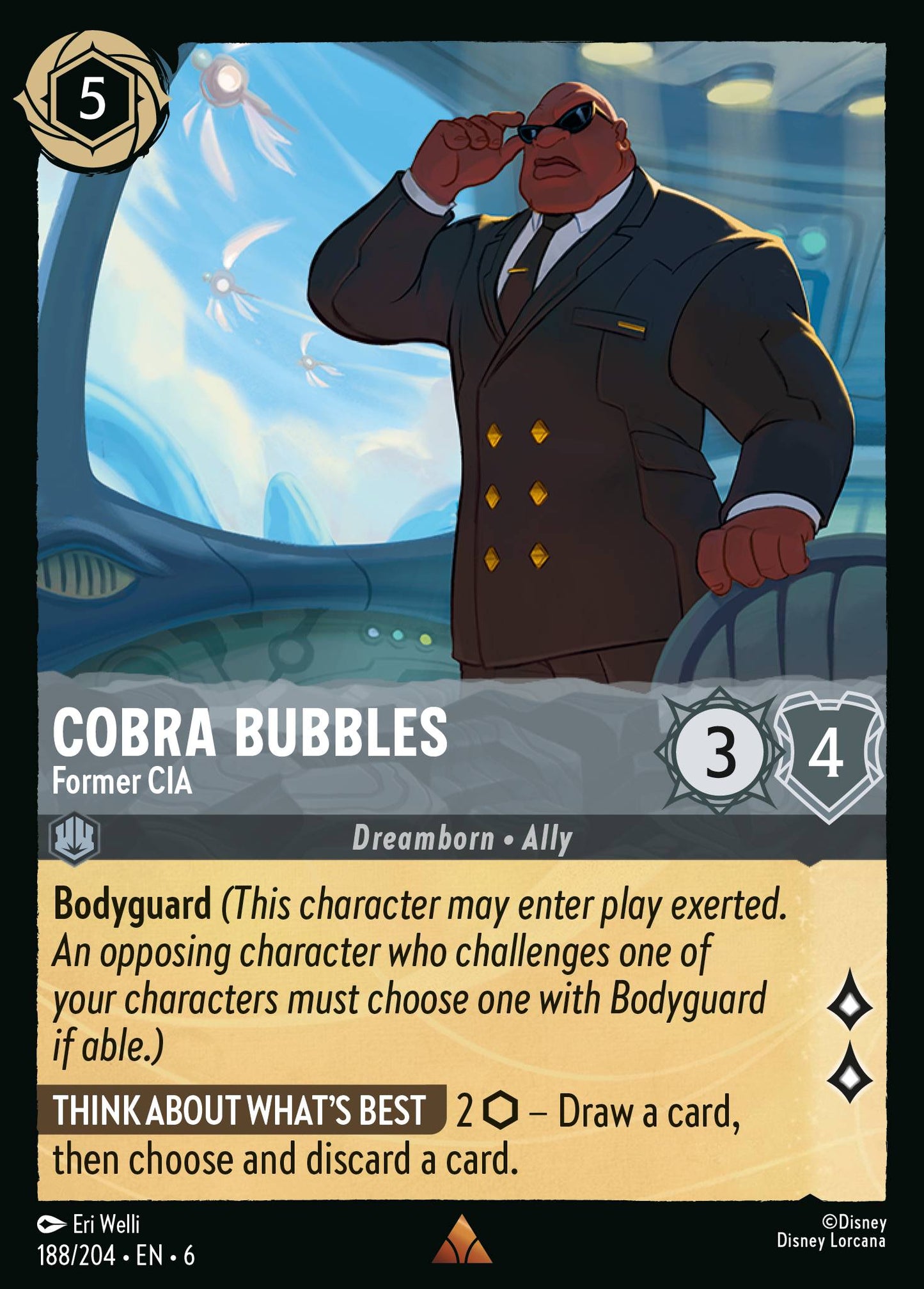 Cobra Bubbles - Former CIA - Rare Normal Disney Lorcana card from Azurite Sea