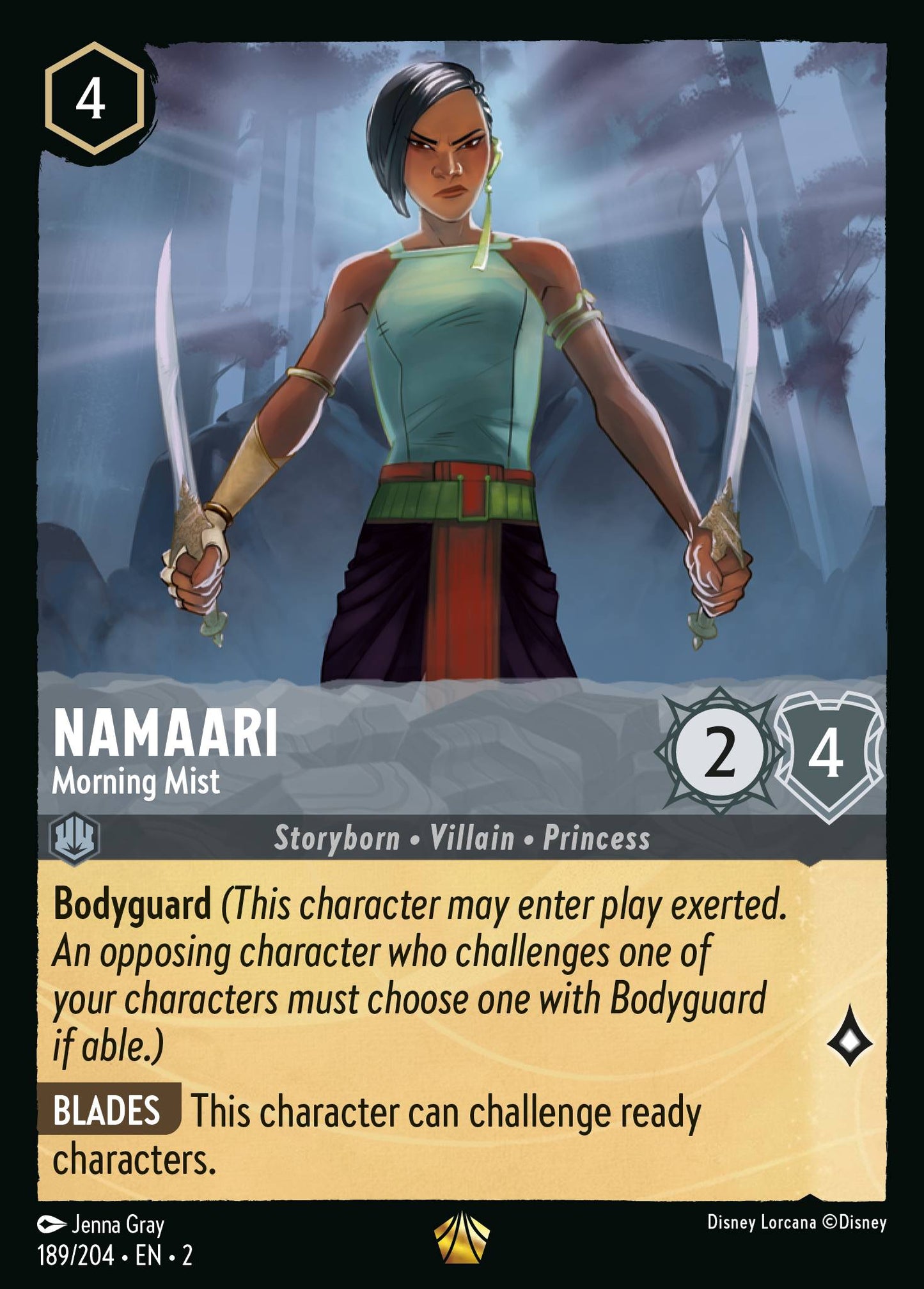 Namaari - Morning Mist - Legendary Normal Disney Lorcana card from Rise of the Floodborn