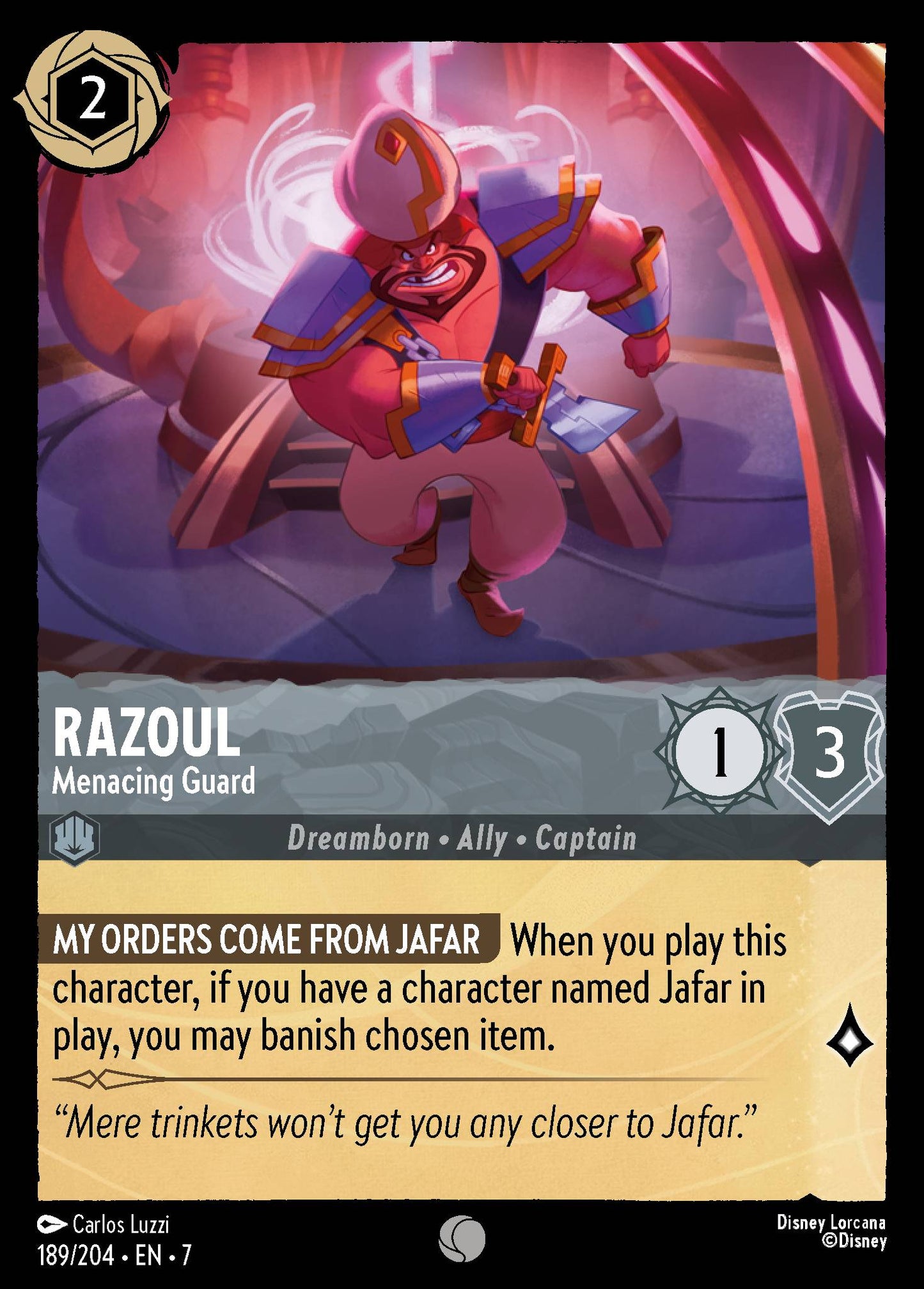 Razoul - Menacing Guard - Common Normal Disney Lorcana card from Archazia's Island