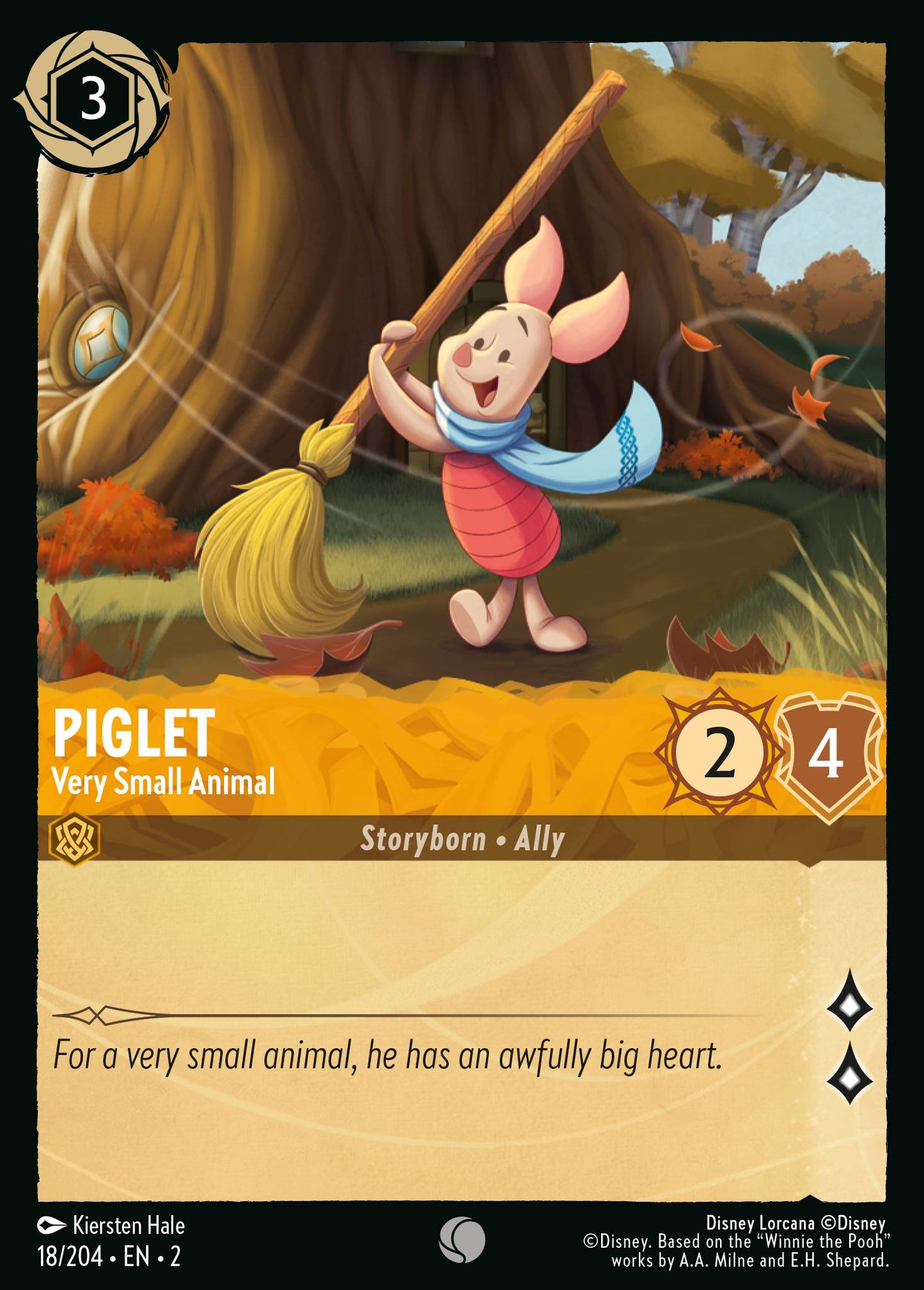 Piglet - Very Small Animal - Common Normal Disney Lorcana card from Rise of the Floodborn