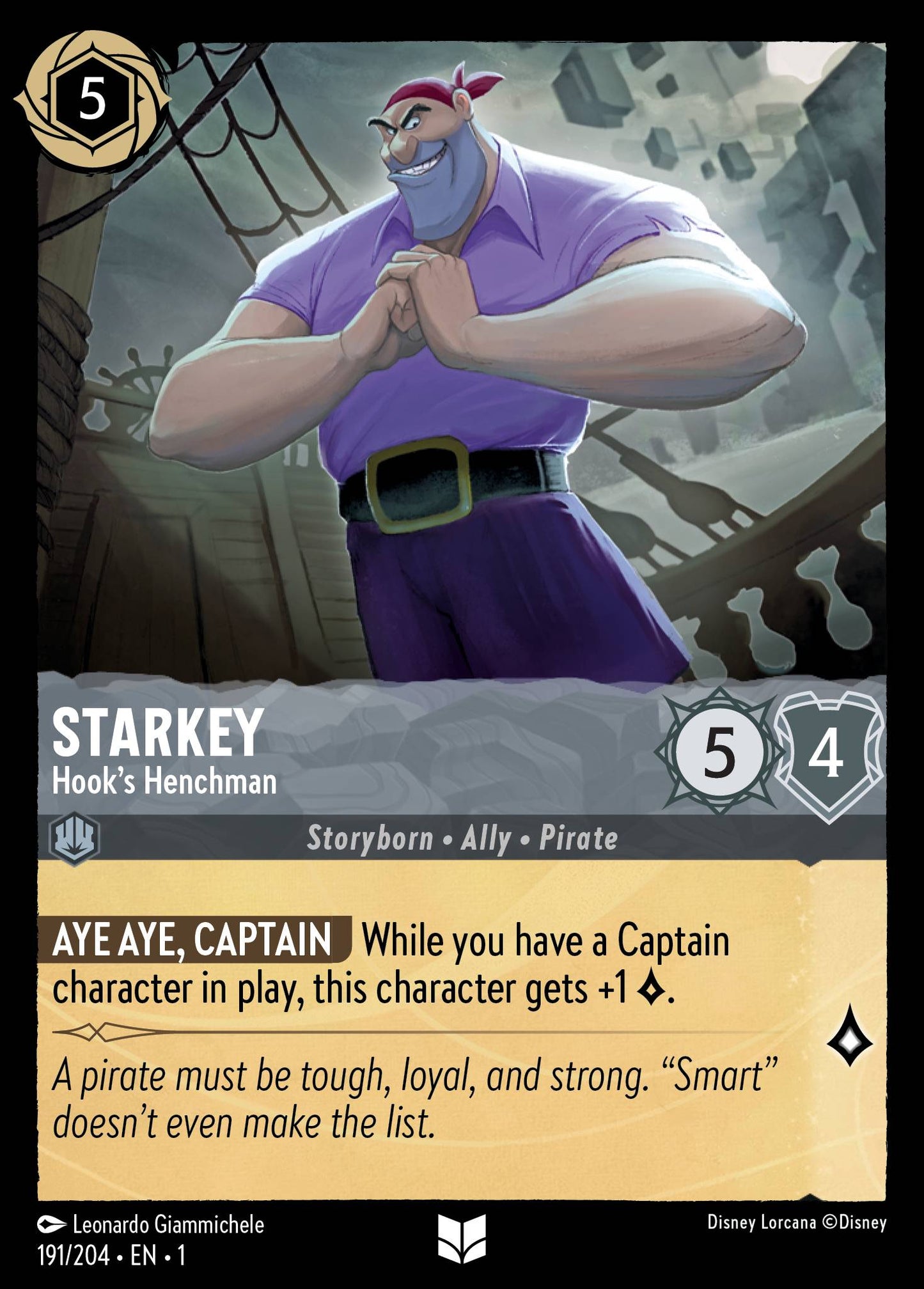 Starkey - Hook's Henchman - Uncommon Normal Disney Lorcana card from The First Chapter