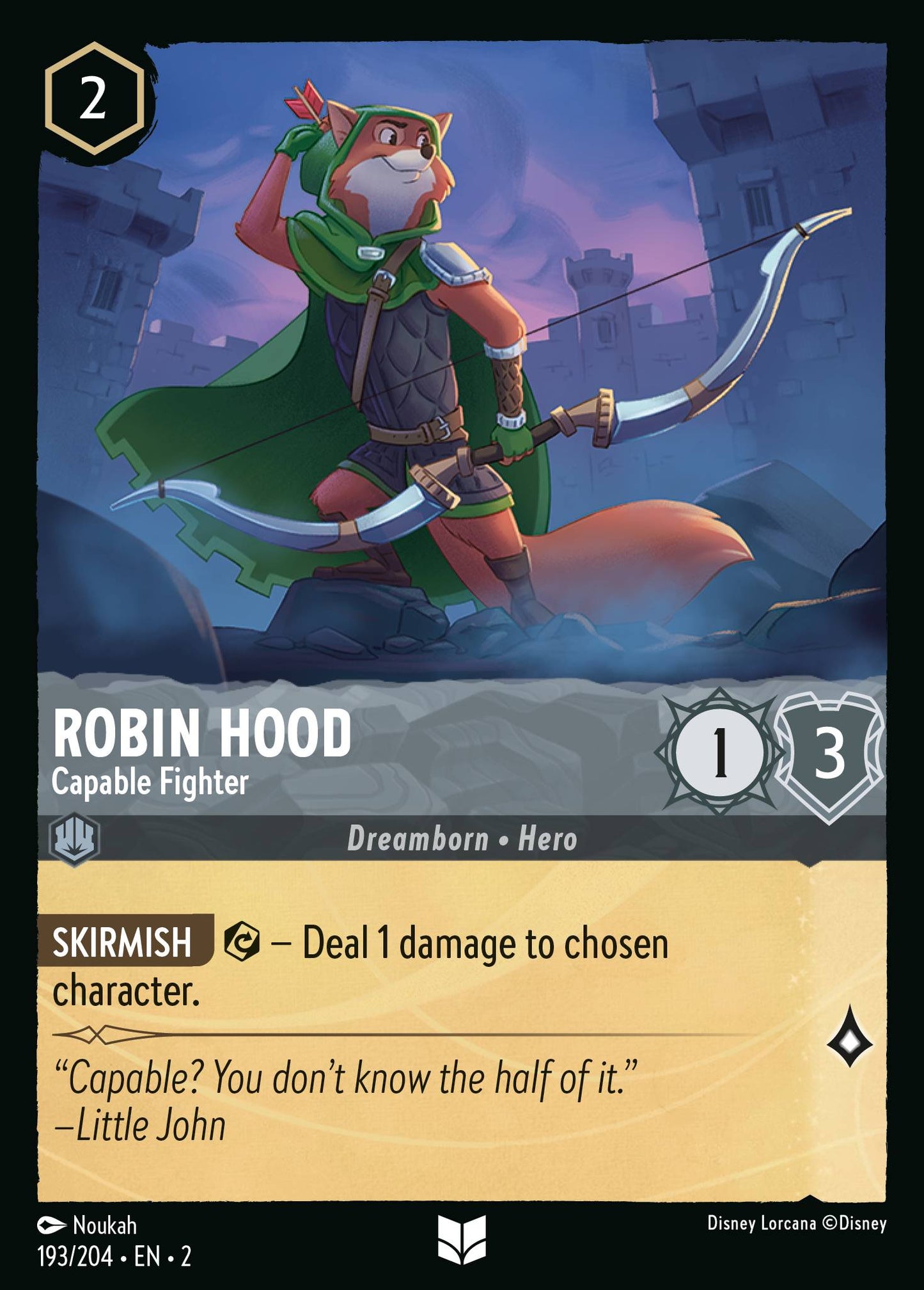 Robin Hood - Capable Fighter - Uncommon Normal Disney Lorcana card from Rise of the Floodborn