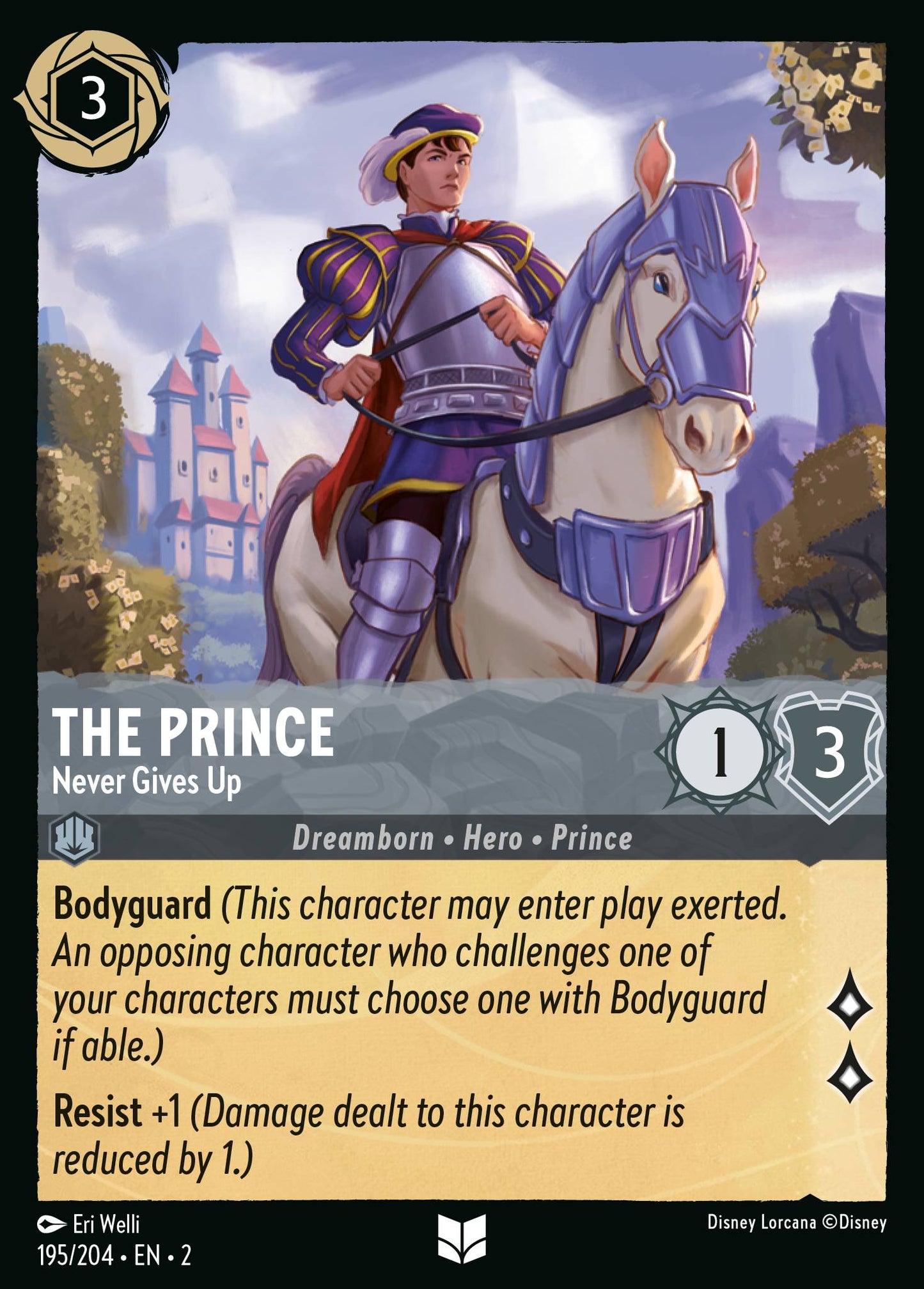 The Prince - Never Gives Up - Uncommon Normal Disney Lorcana card from Rise of the Floodborn